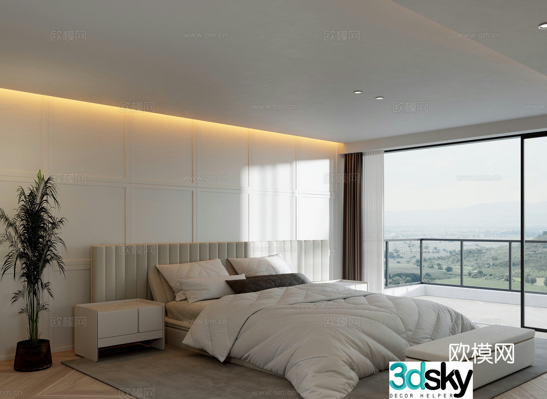 French minimalist master bedroom master lightless master bedroom advanced gray master bedroom 3D model