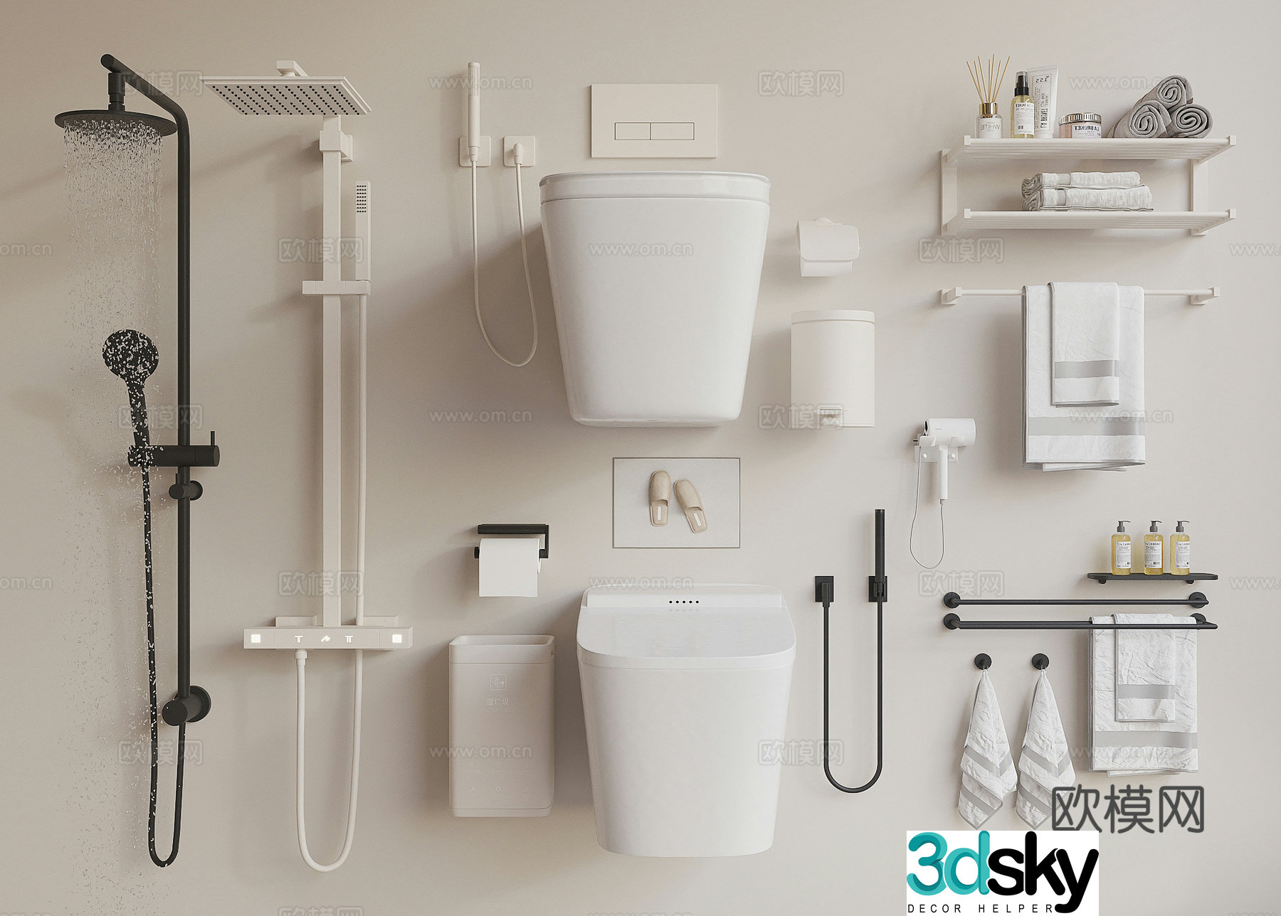 Modern bathroom supplies 3d model
