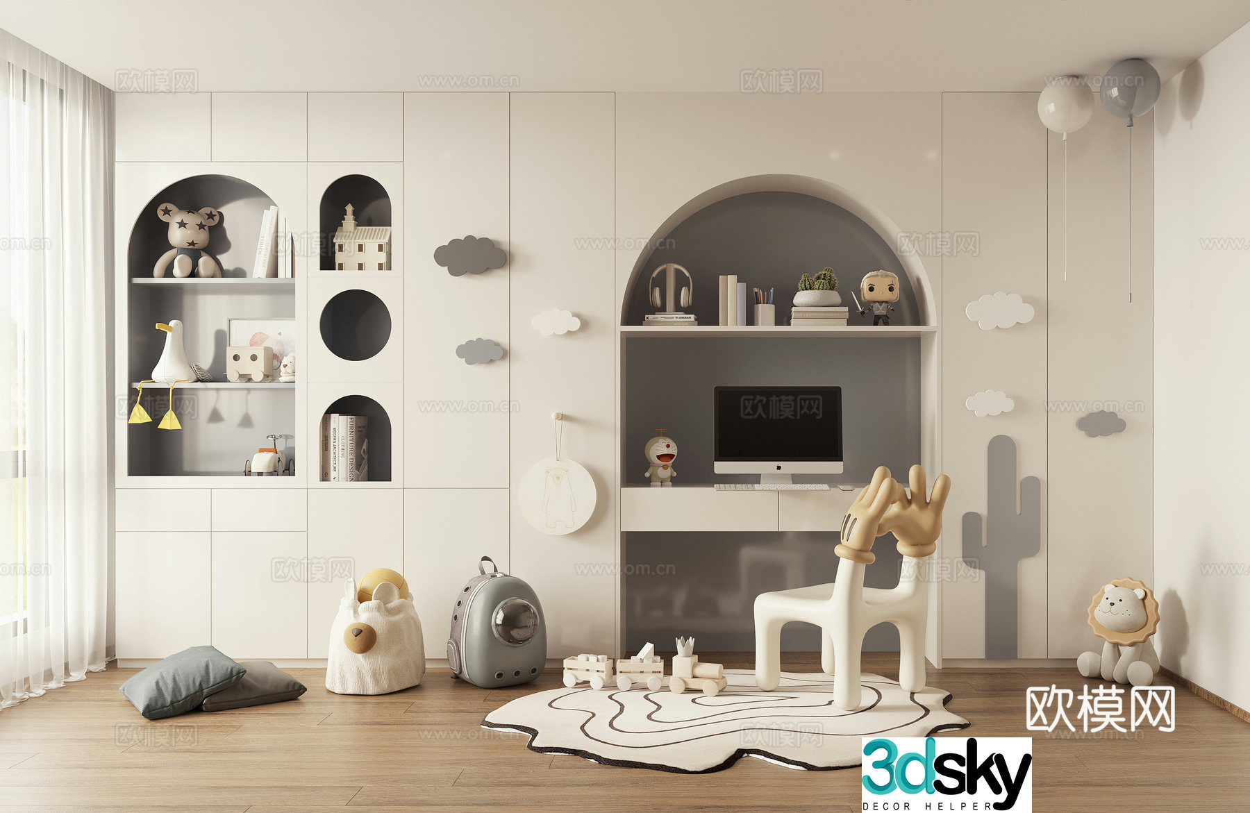 Children’s study bookcase 3d model