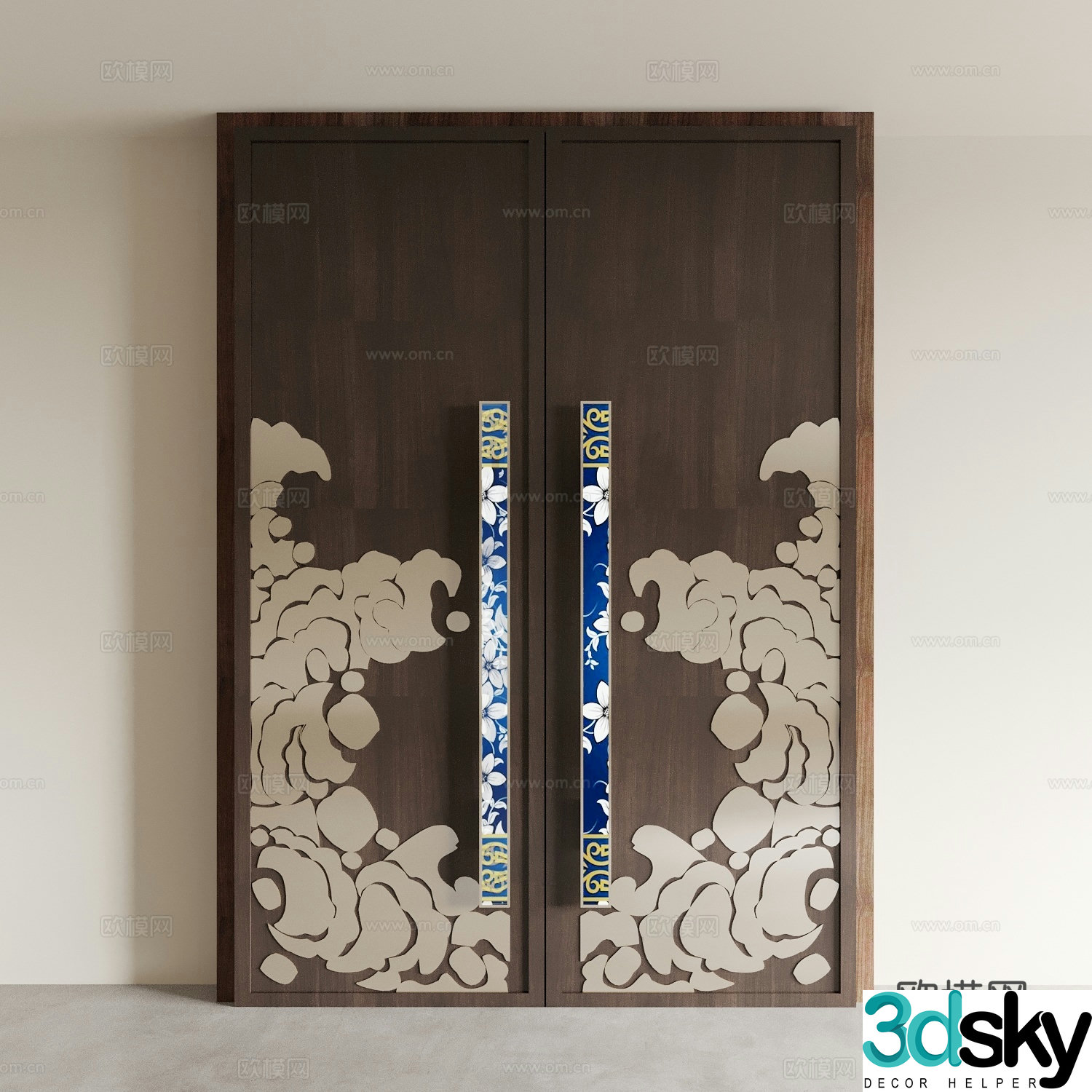 Double-open door Hotel door Entrance door 3D model