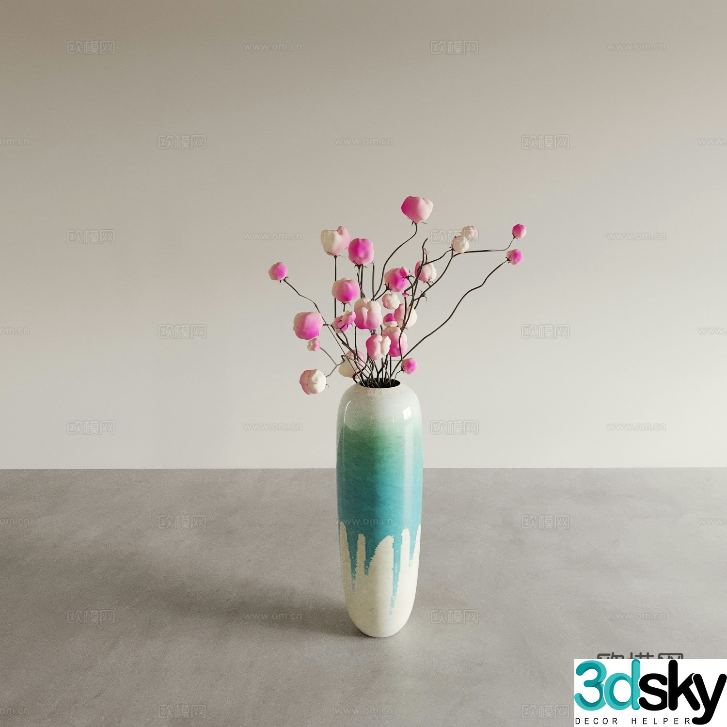 Vase Glass vase Flower art Flower arrangement Green plants Bonsai Potted plants Indoor green plants 3D model
