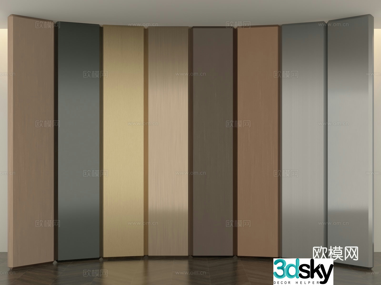 Brushed metal plate wall panel 3D model
