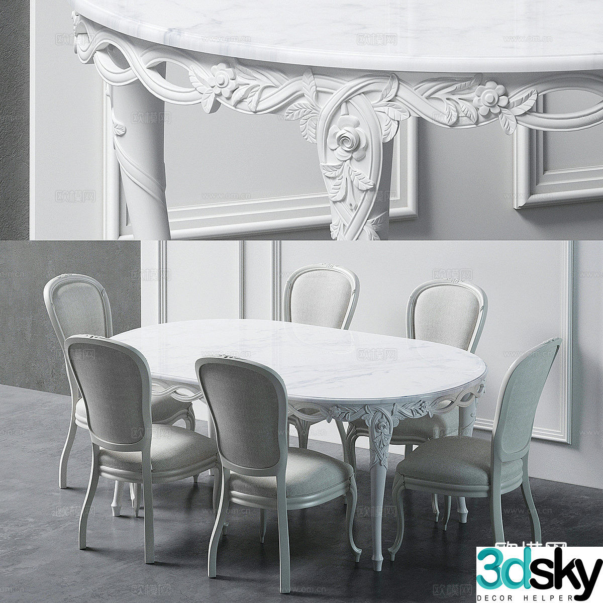 Dining table and chair 3d model