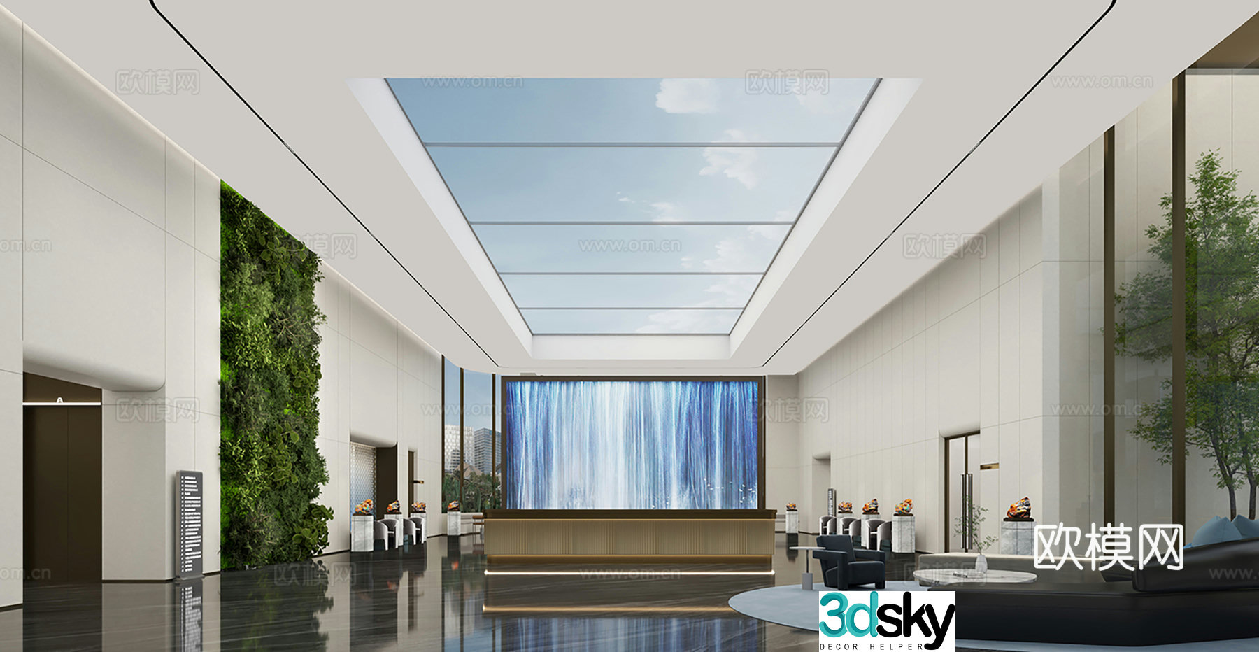 Modern business lobby 3d model