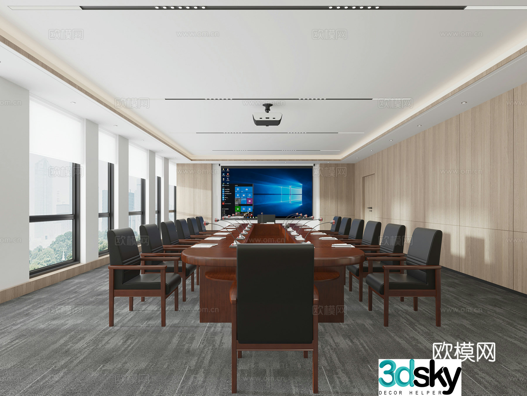 New Chinese-style conference room Government conference room 3D model