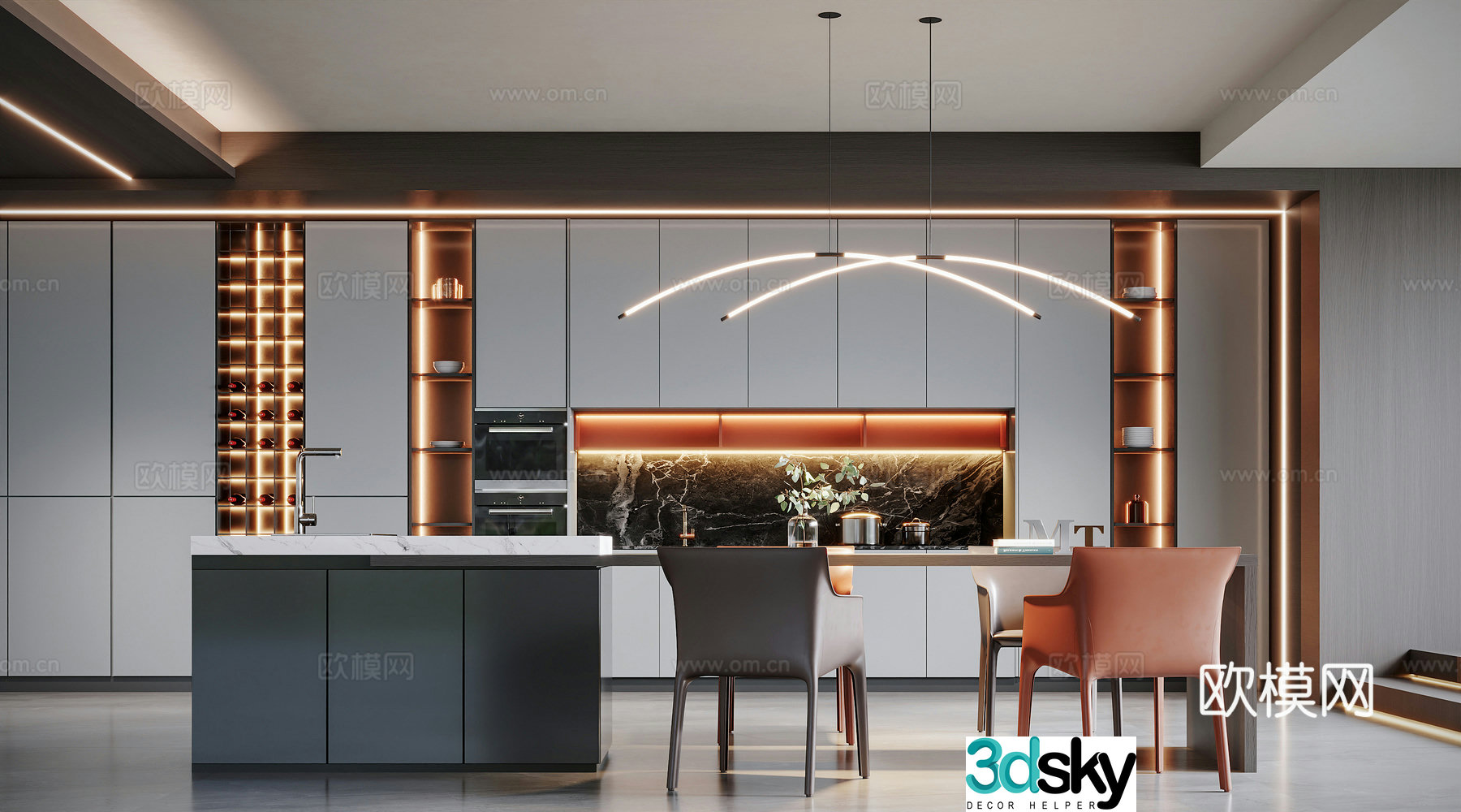 Modern island restaurant 3d model
