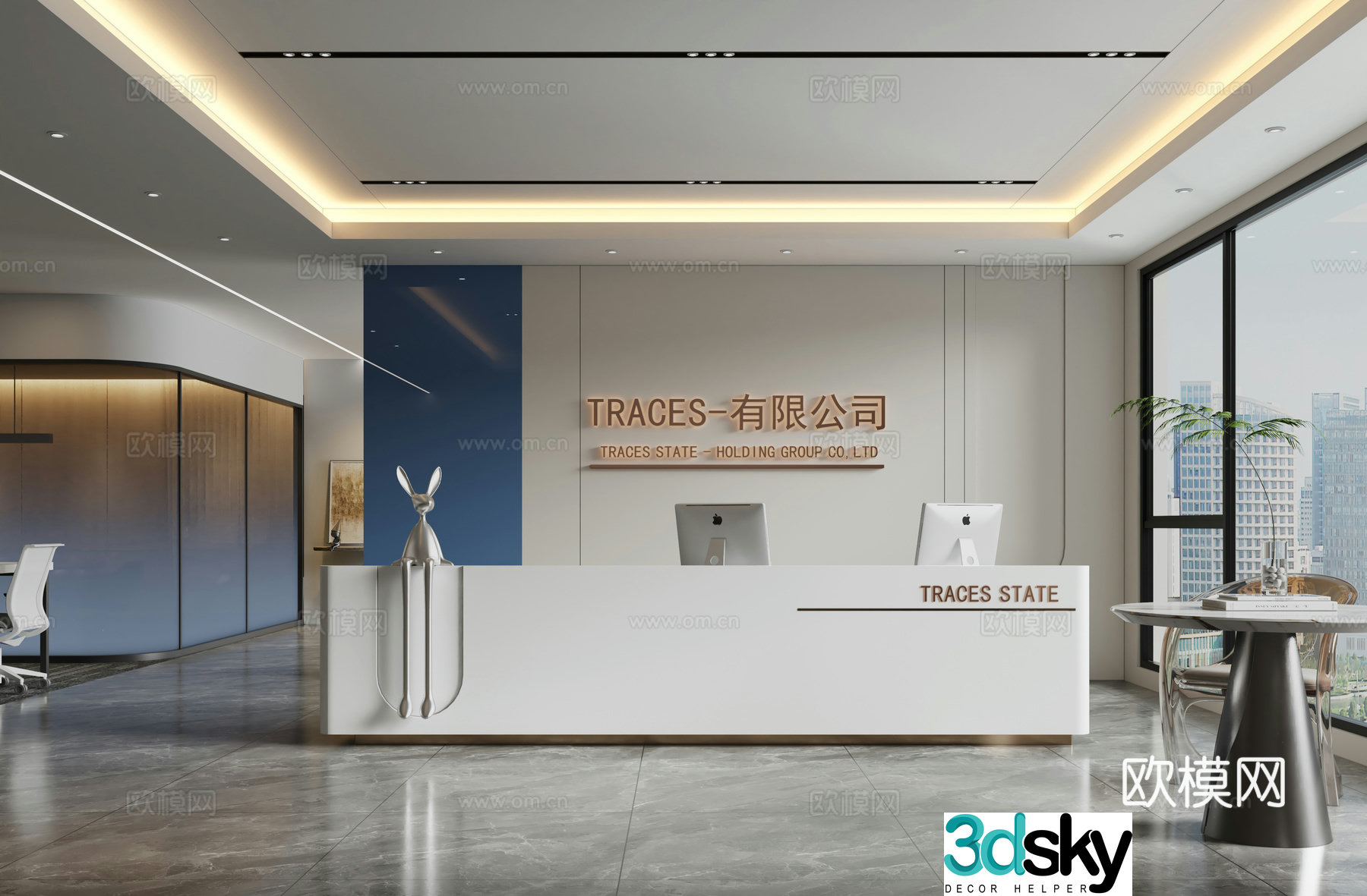 Modern company front desk 3D model