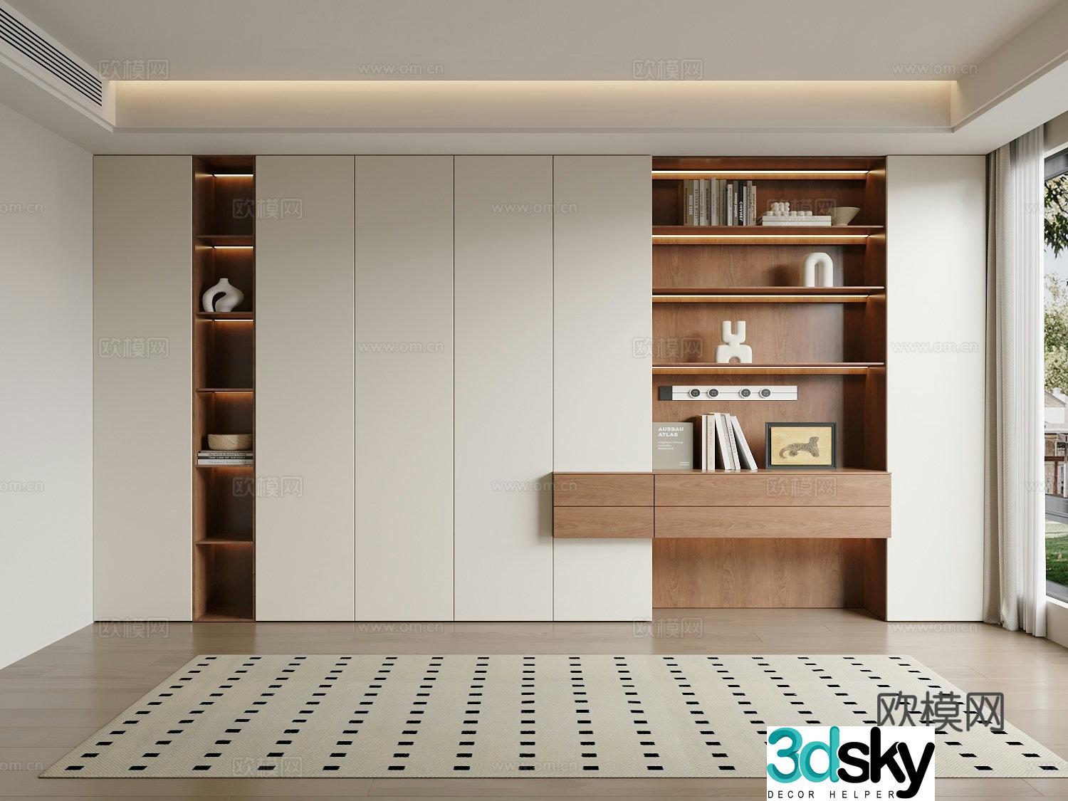 Modern medieval style bookcase 3d model