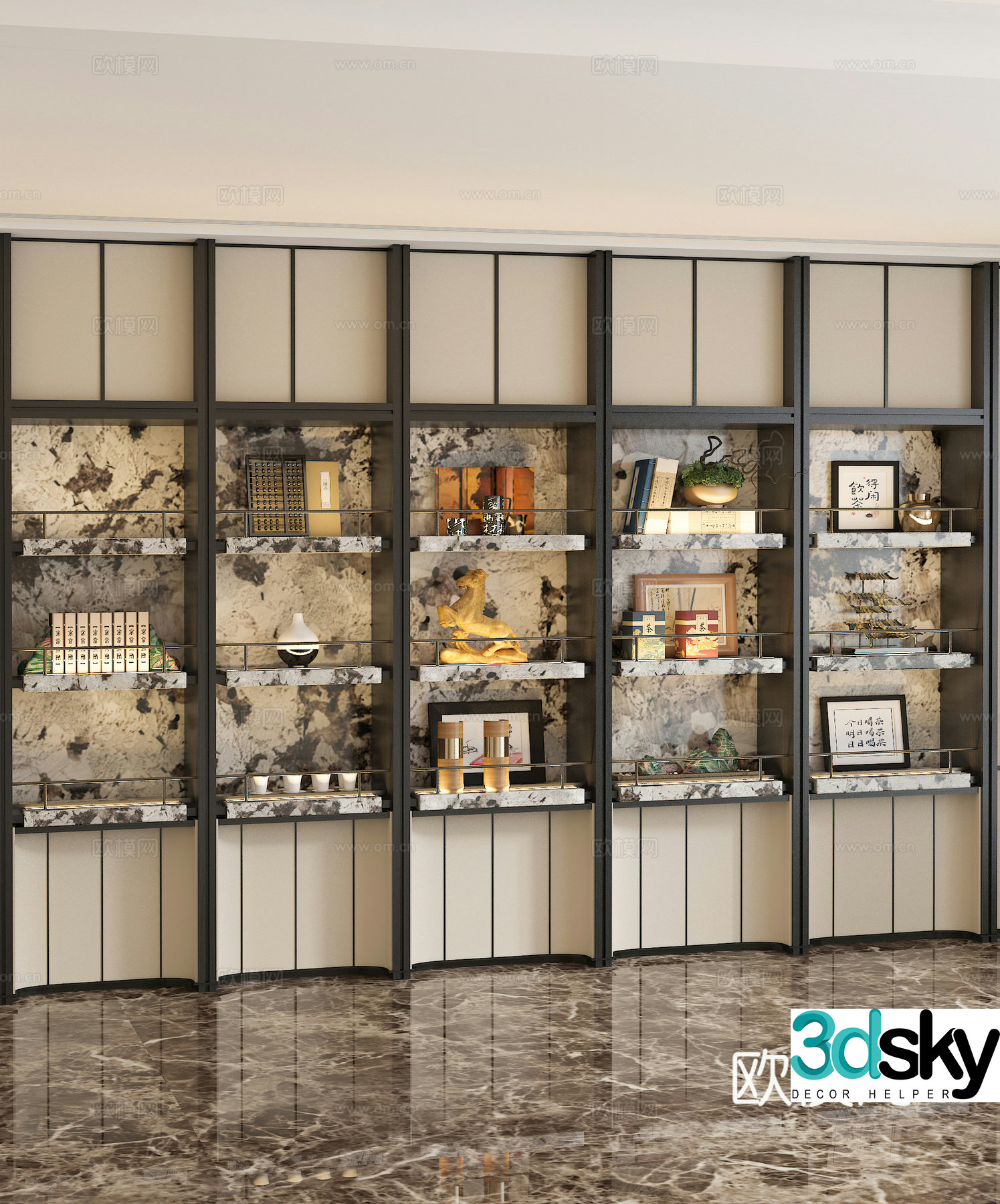 New Chinese style decorative cabinet 3D model
