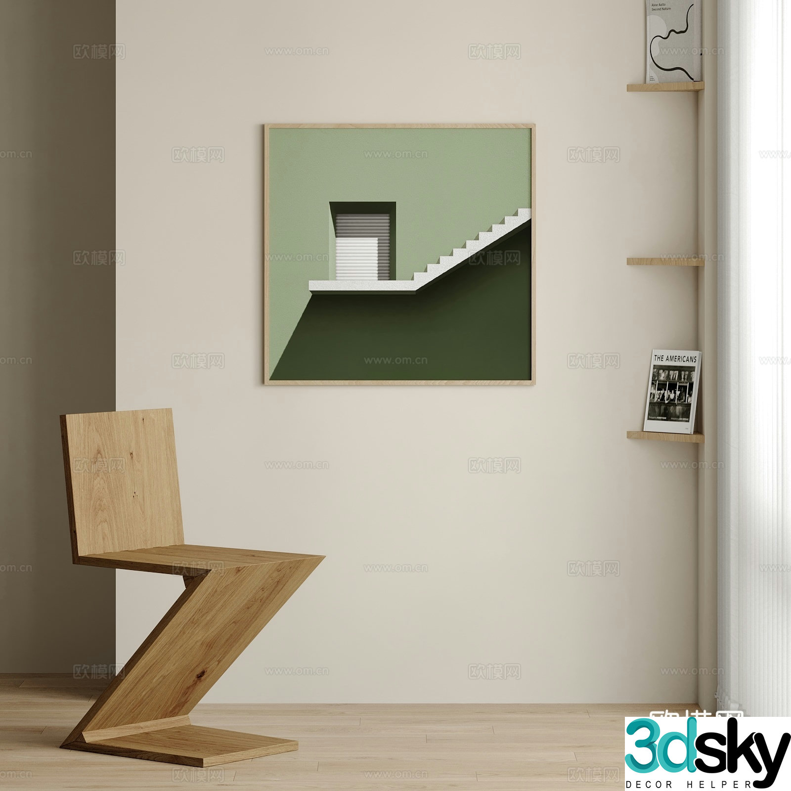 Modern hanging paintings decorative paintings casual single chairs 3D model