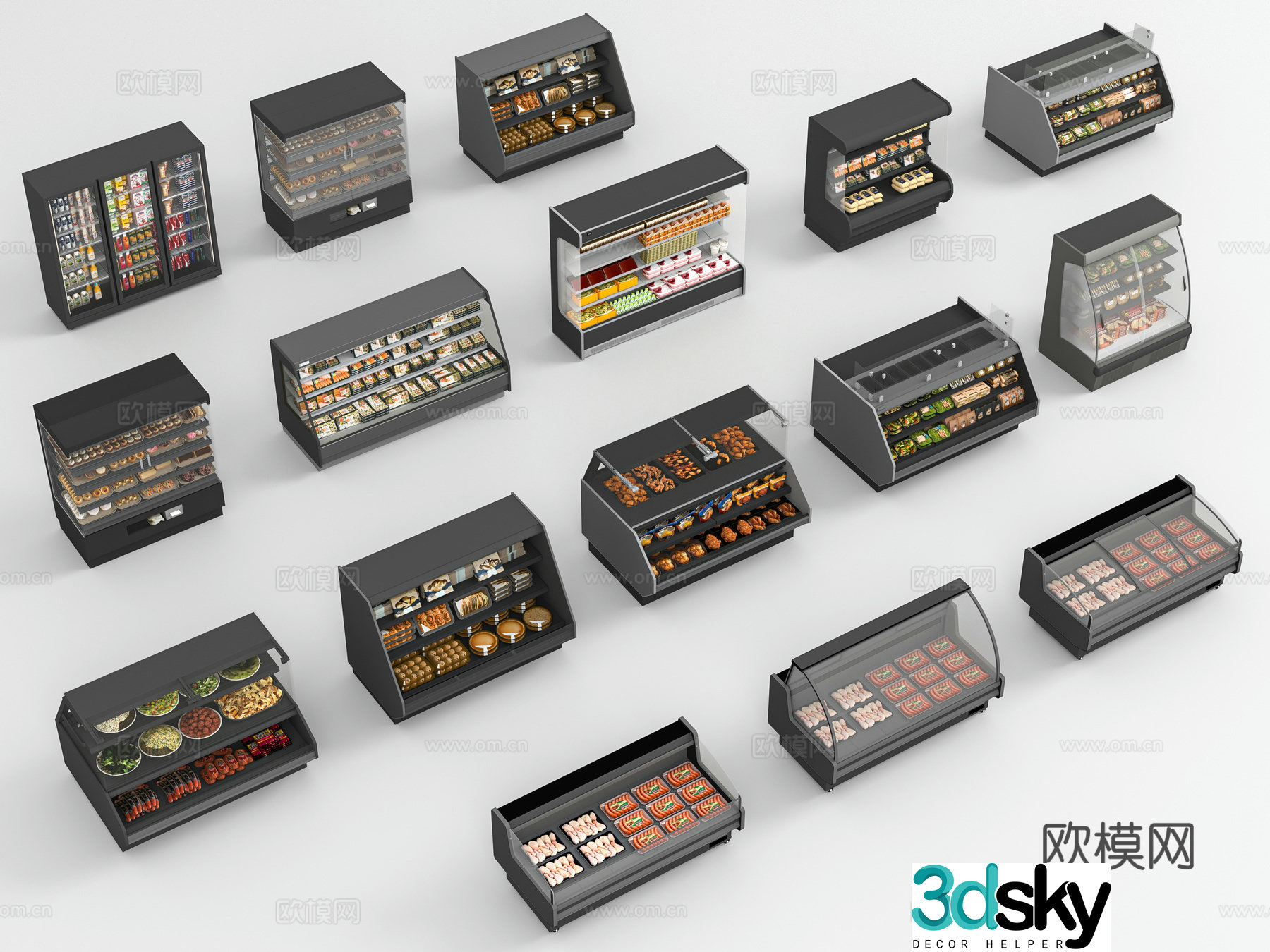 Modern bakery shelves 3d model