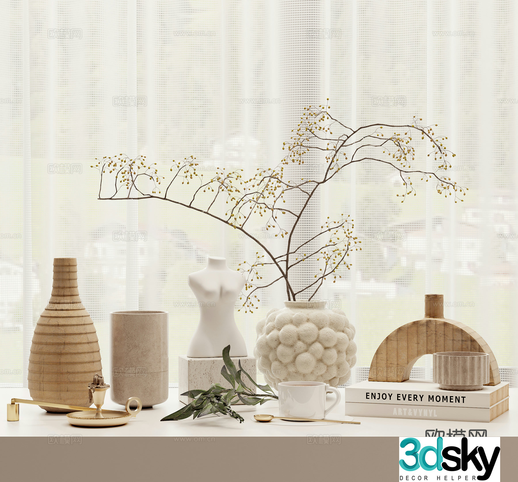 Combination ornament potted 3D model