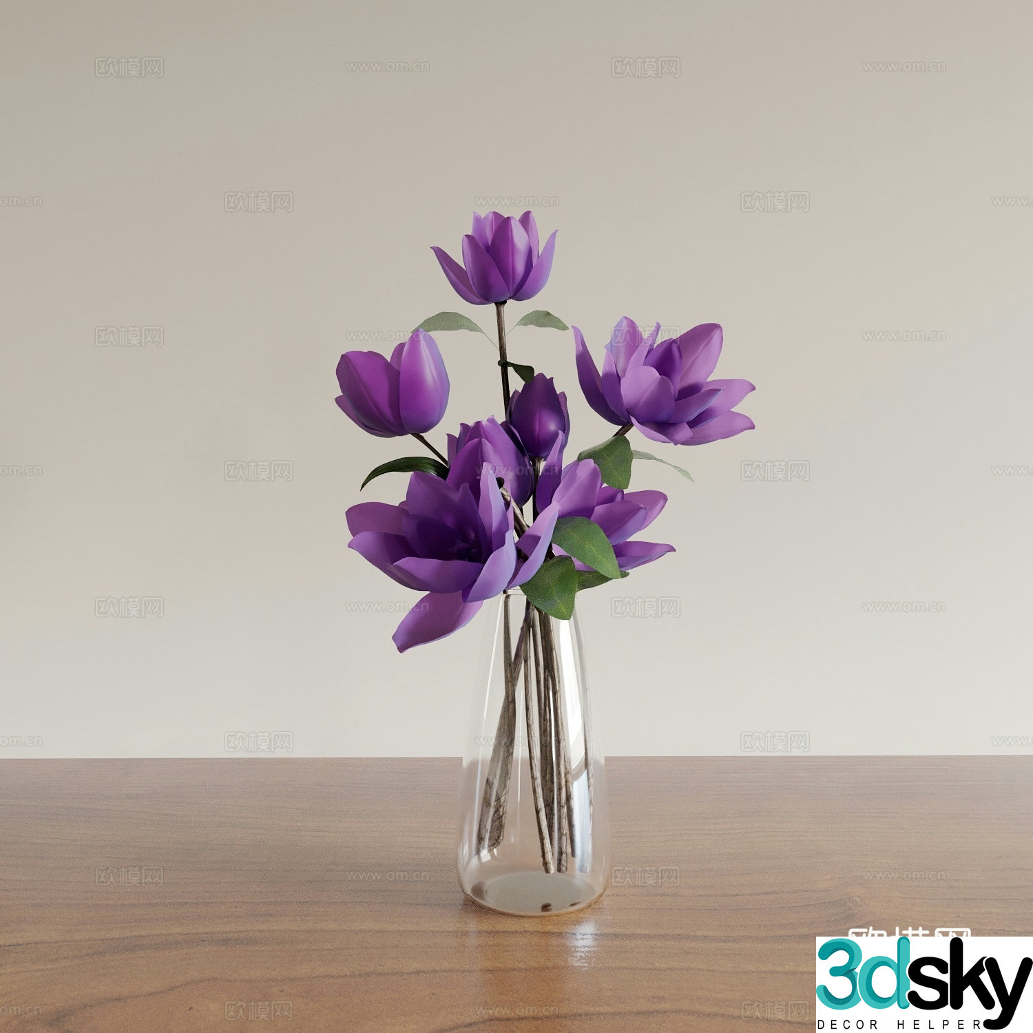 Vase Glass vase Flower art Flower arrangement Green plants Bonsai Potted plants Indoor green plants 3D model