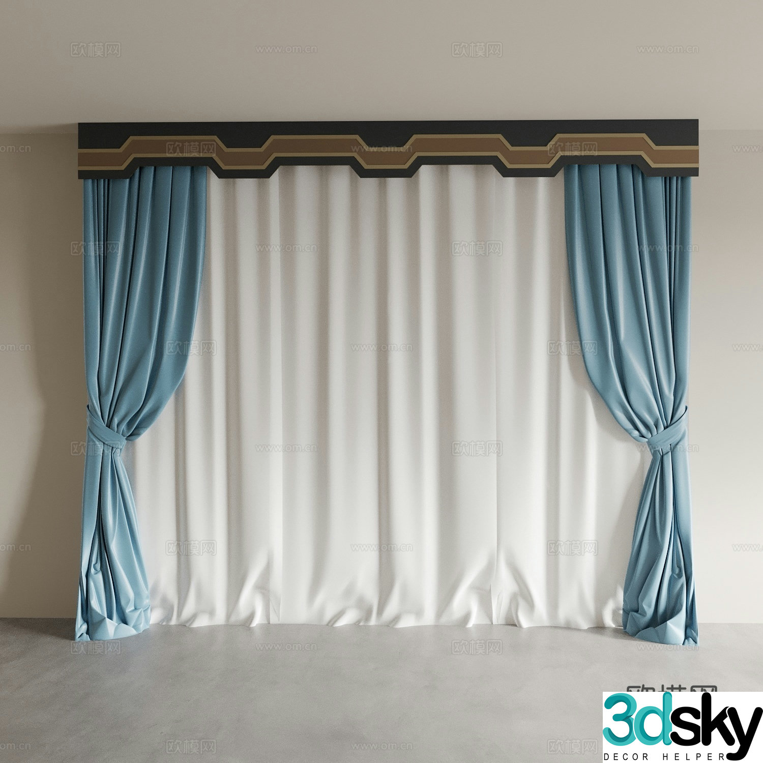 Curtains Roman curtains gauze curtains Living room curtains Bedroom curtains Study curtains 3D model