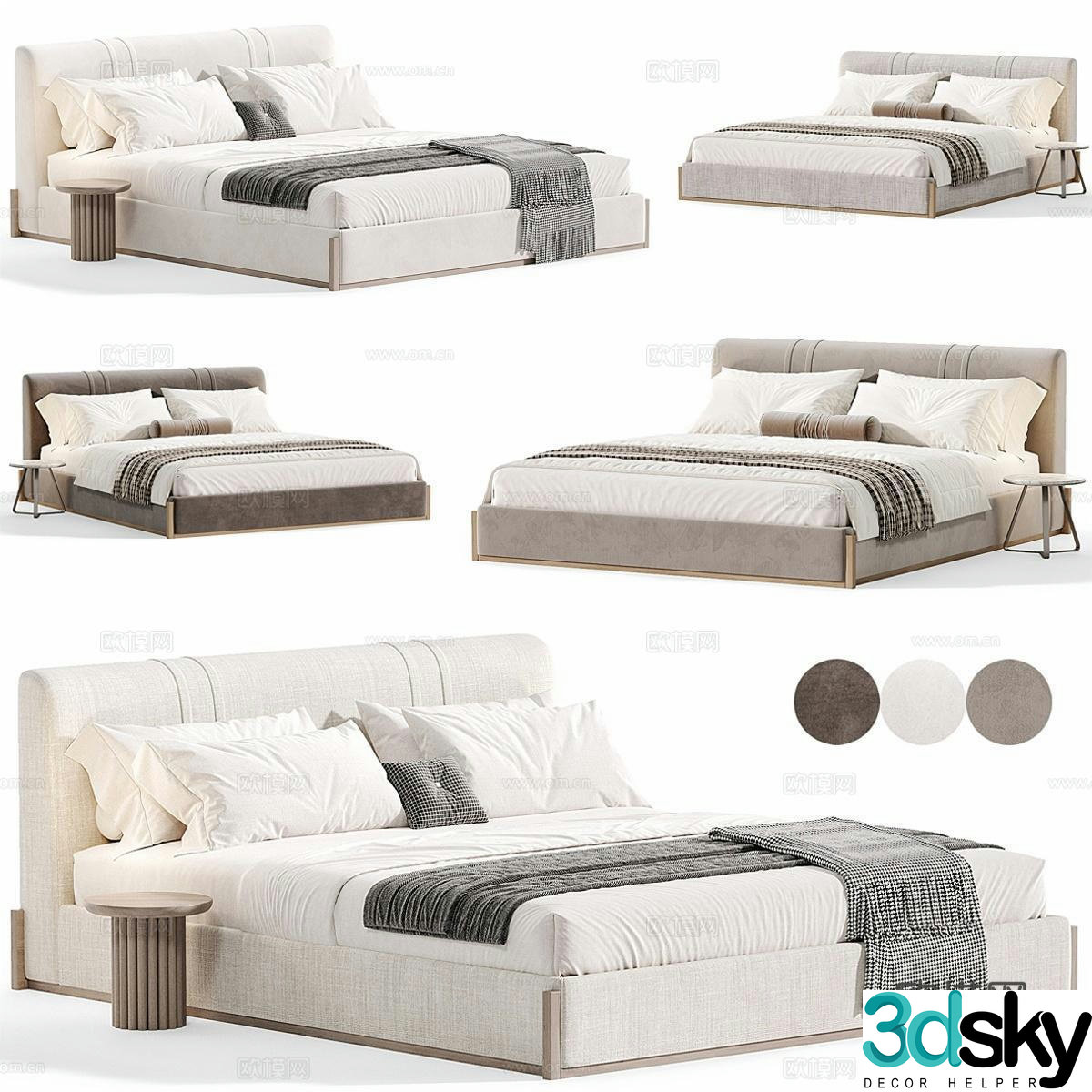 Dantonehome Modern Italian fabric double bed Minimalist double bed 3D model
