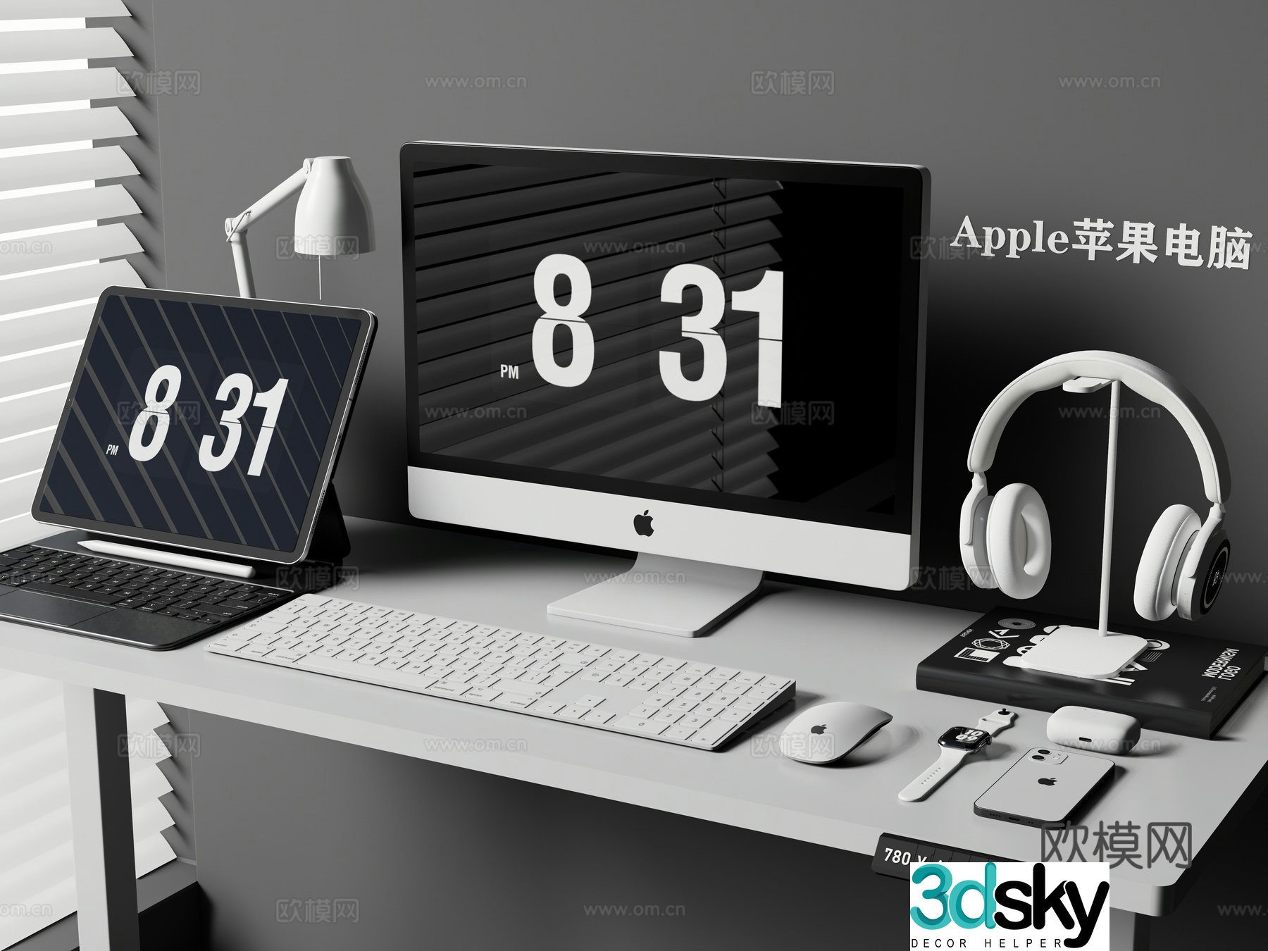 Computer Apple desktop computer tablet 3d model