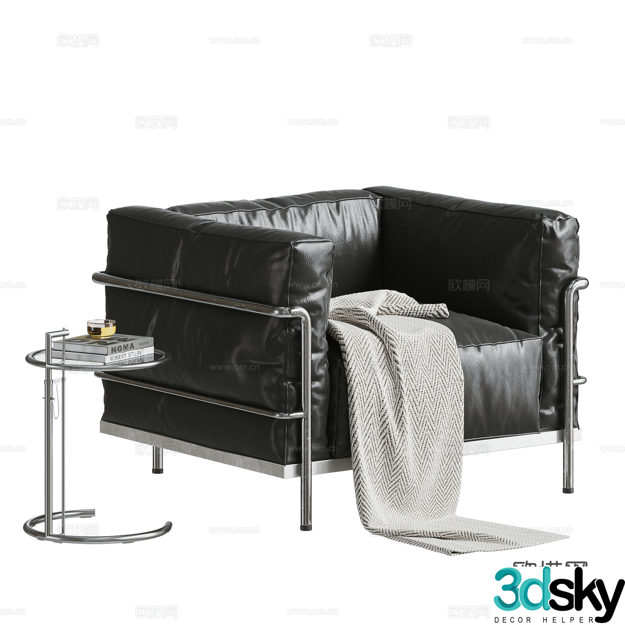 Modern single sofa LC3 single sofa Leather single sofa Leisure chair 3D model
