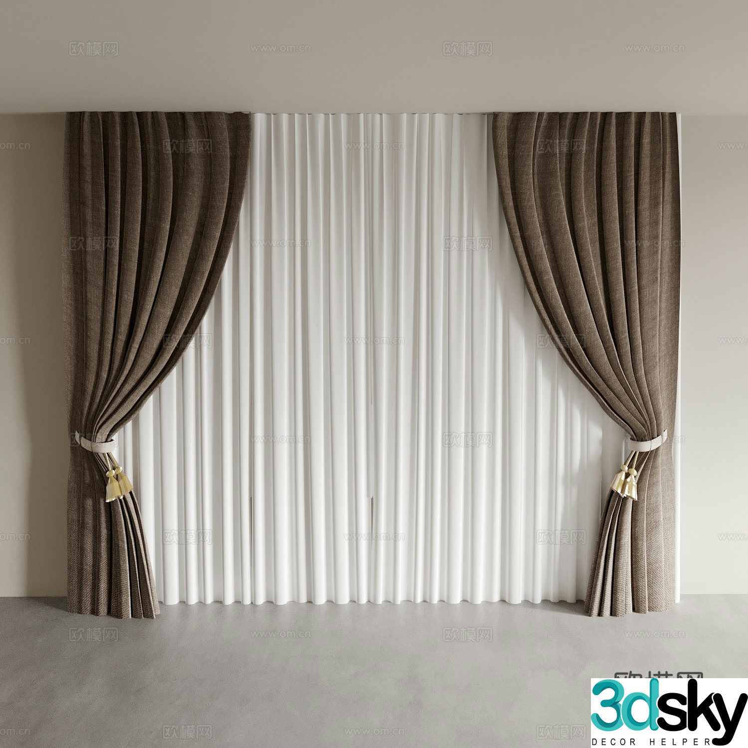 Curtains Roman curtains gauze curtains Living room curtains Bedroom curtains Study curtains 3D model