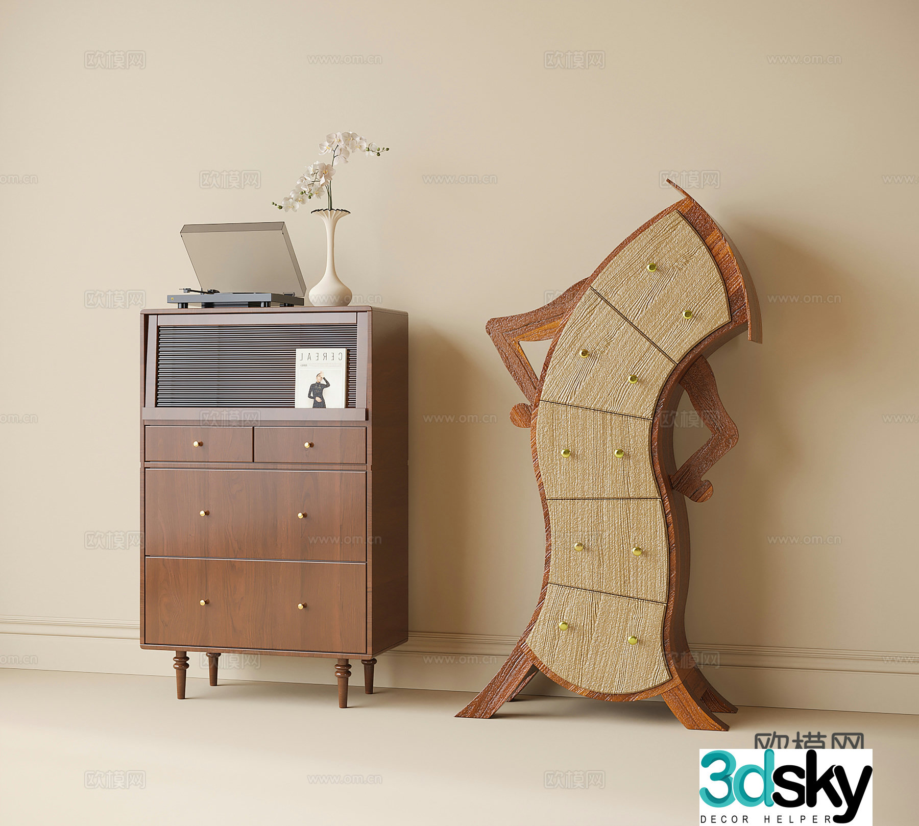 Modern decorative cabinet side cabinet storage cabinet 3d model