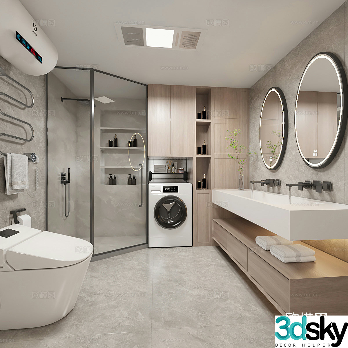 Modern minimalist bathroom 3d model