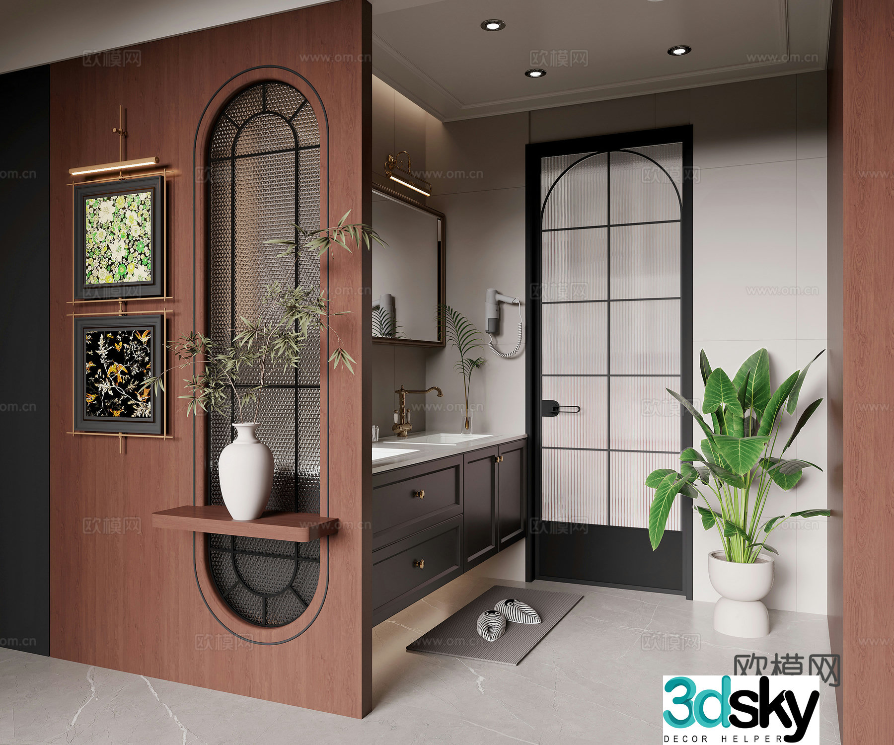 Middle-aged bathroom dry area 3D model