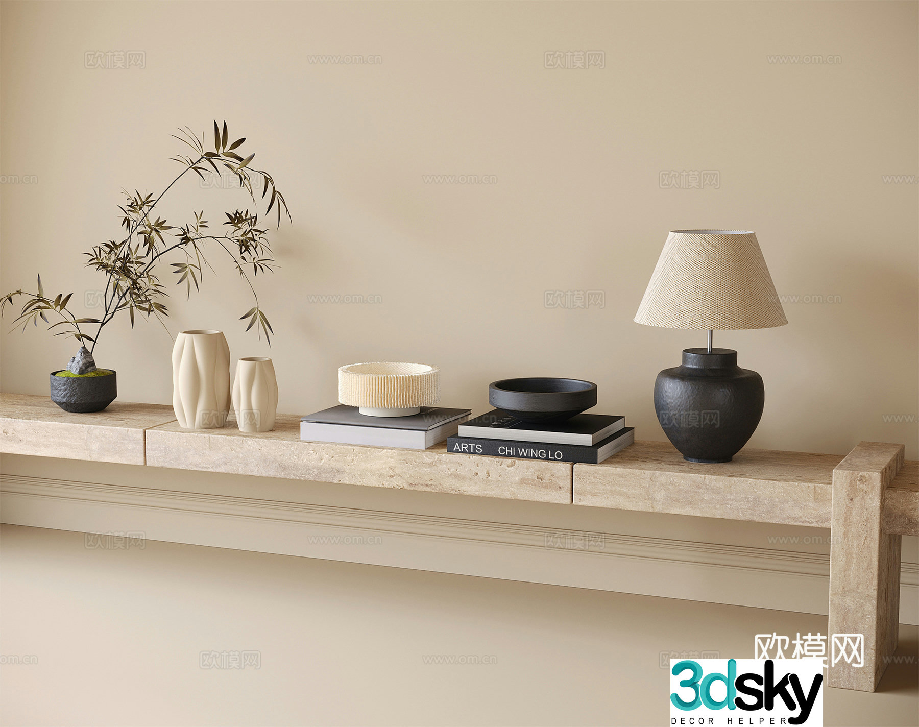 Modern jewelry ornaments Decorative ornaments Ornaments Combination Table lamp 3D model