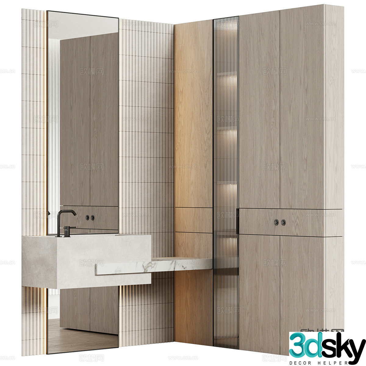 Bathroom furniture 19 modular modern minimalist style 3d model
