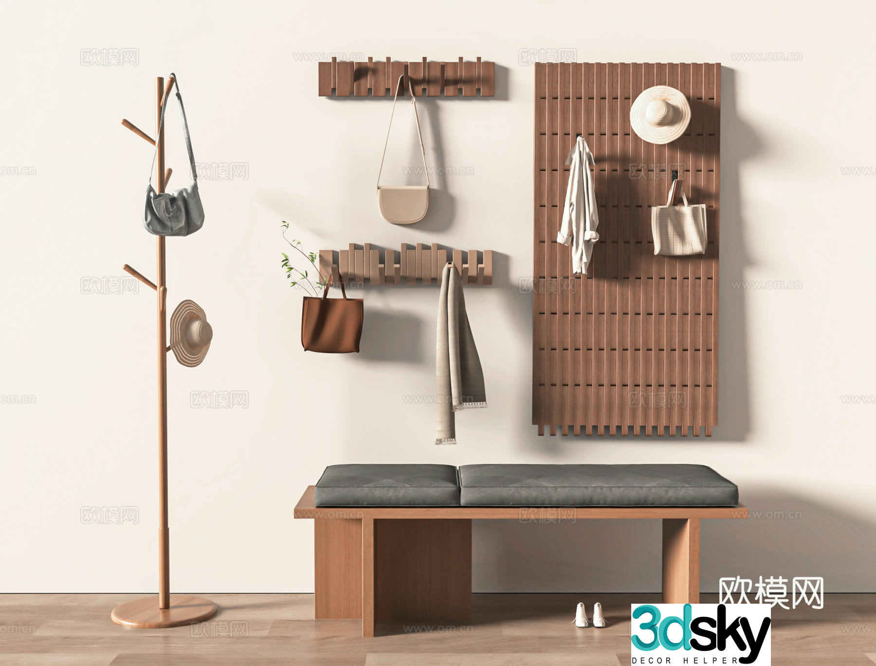 Shoe changing stool piano keys clothes hook clothes hanger clothes rack clothes rack pendant wall decorative 3D model