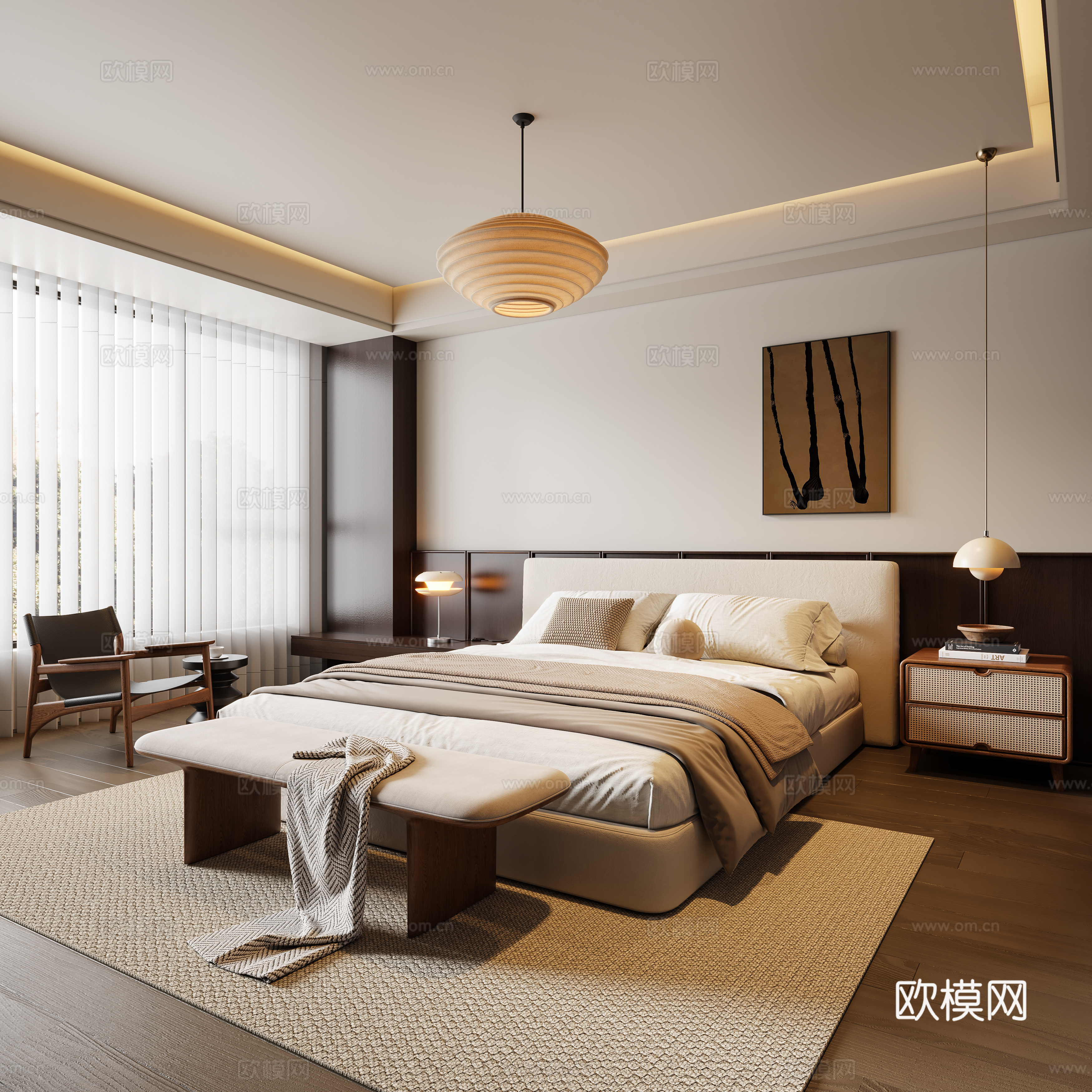 Modern medieval bedroom 3d model