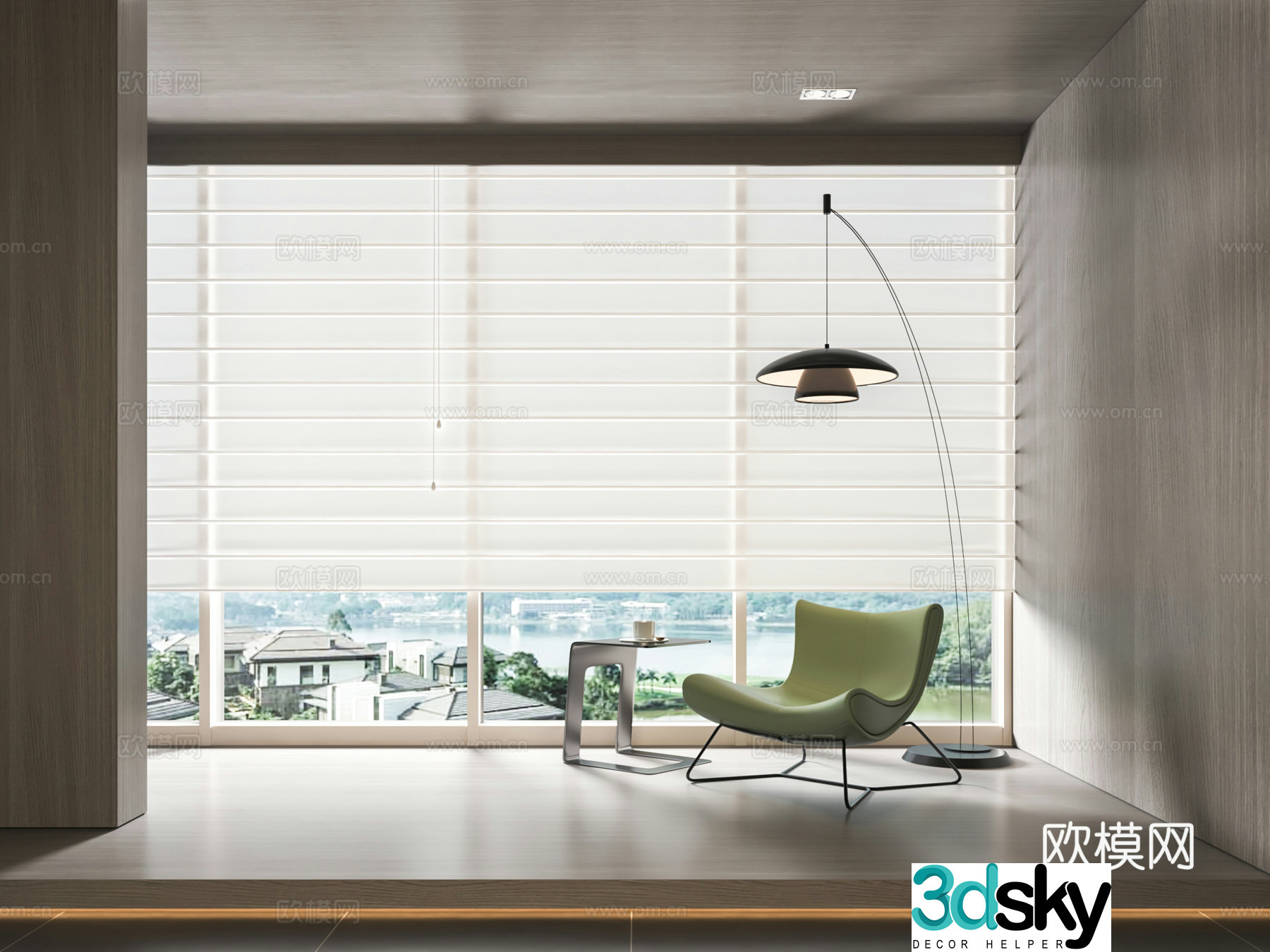 Modern chair curtain gauze curtain floor lamp single chair coffee table side table corner table leisure chair 3d model