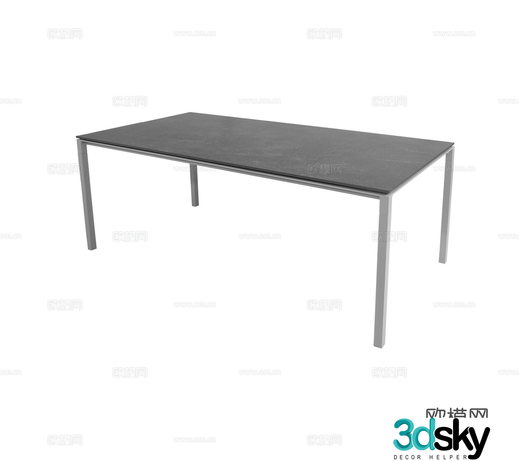 Modern Wasabi Marble Stone Table Long Table Six Table Four-person Table Combination 3D Model