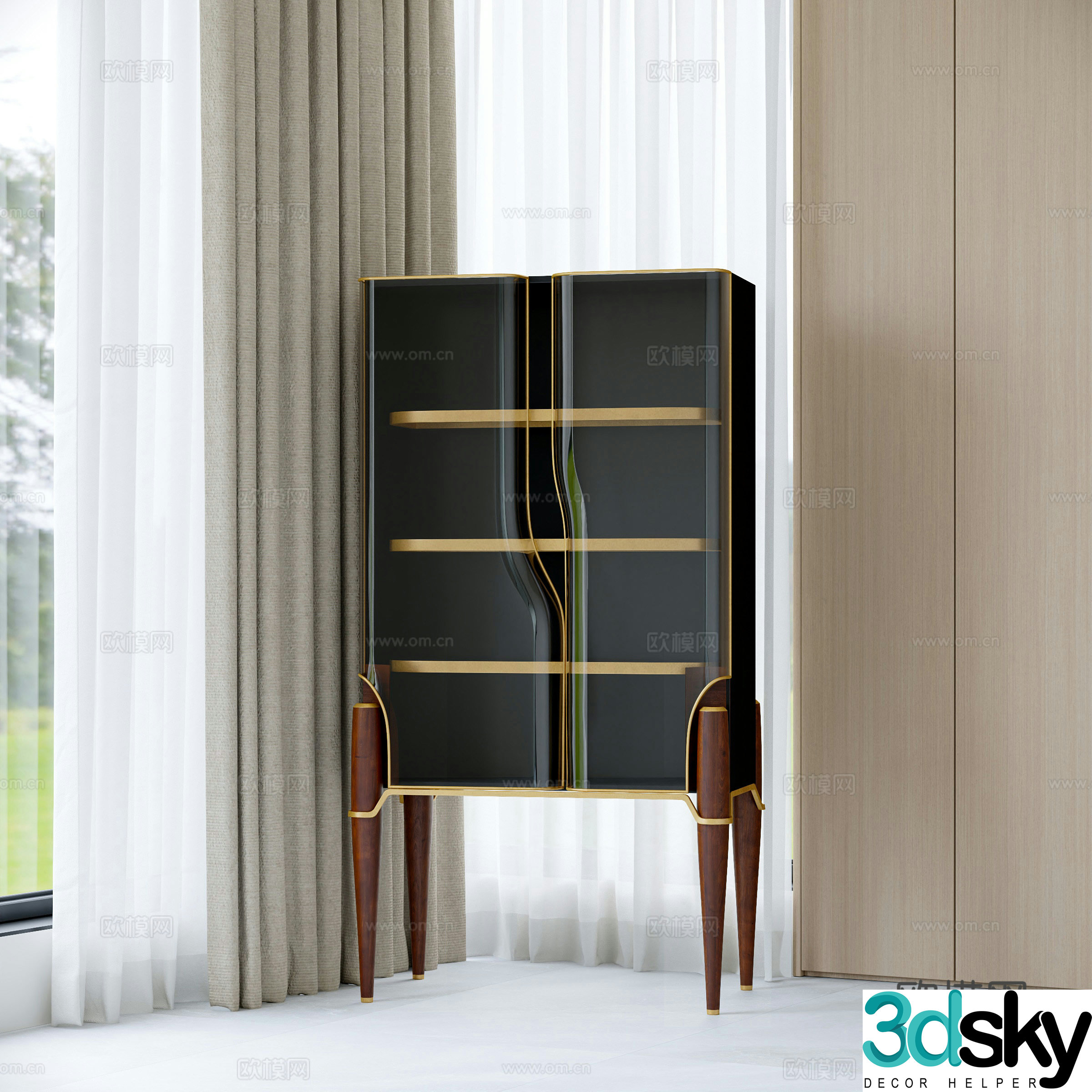 Modern glass decorative cabinet 3d model