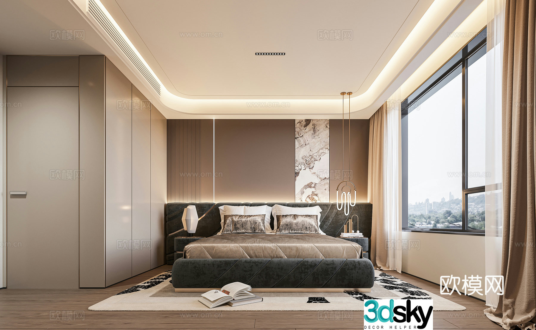Modern light luxury bedroom 3d model