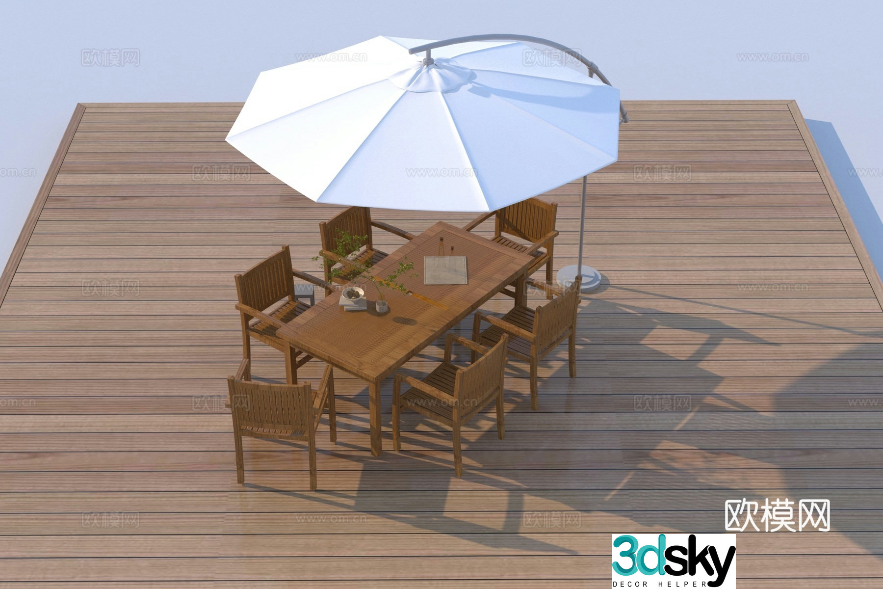 New Chinese style outdoor table and chair 3D model