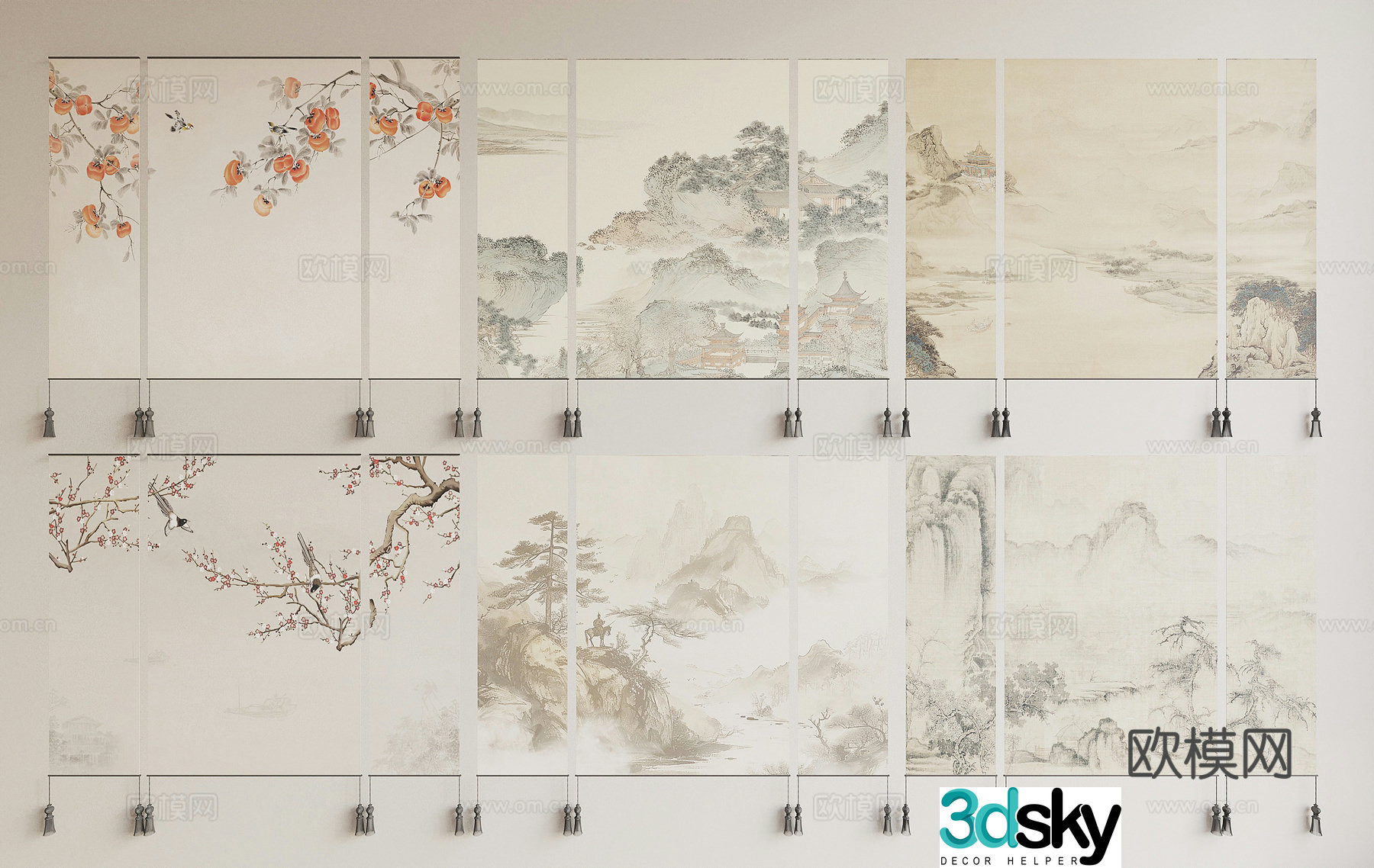 New Chinese curtain 3D model