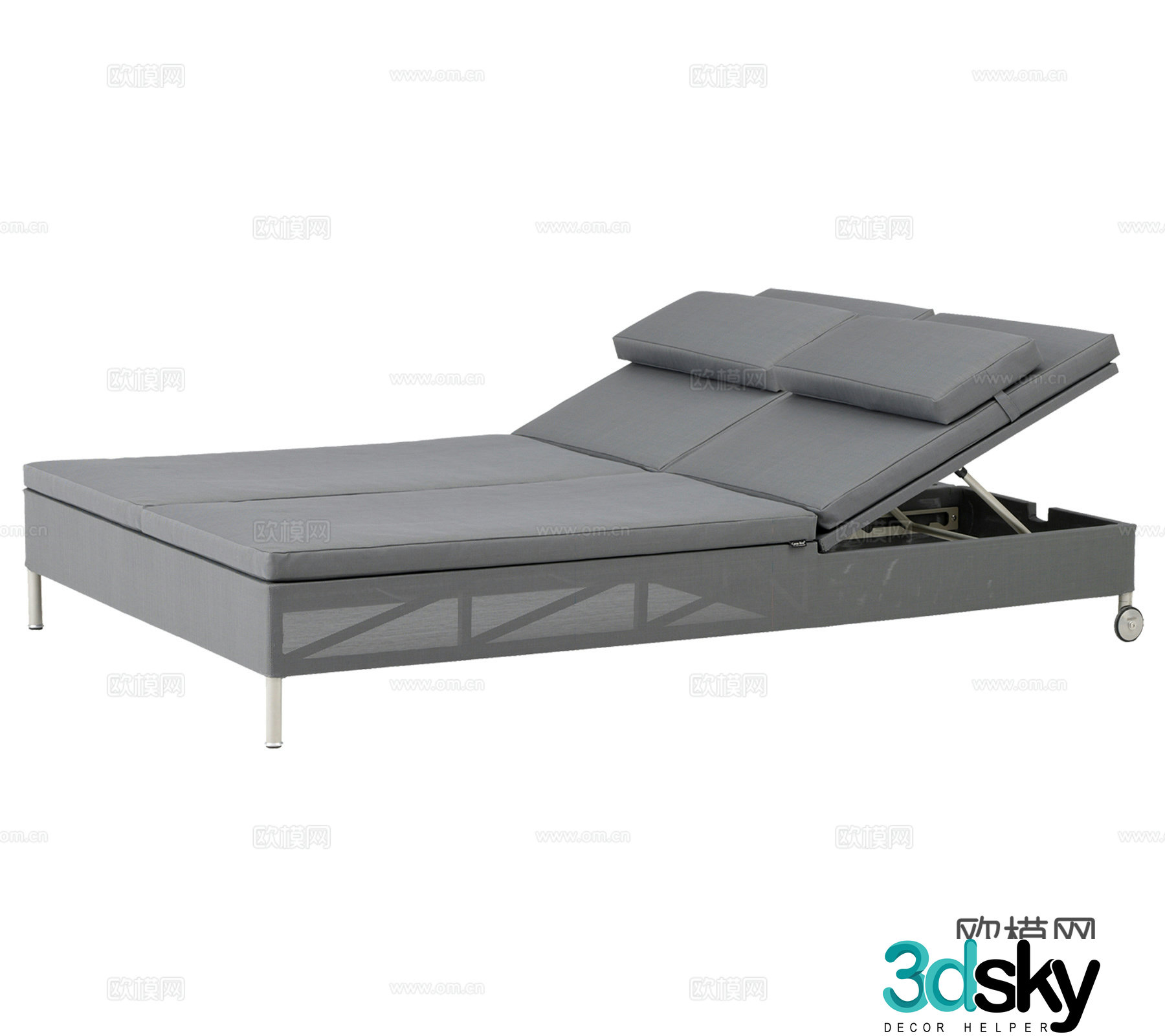 Modern Wasabi Double Lounge Swimming Pool Chair Beach Chair Terrace Garden Lounge Combination 3D Model