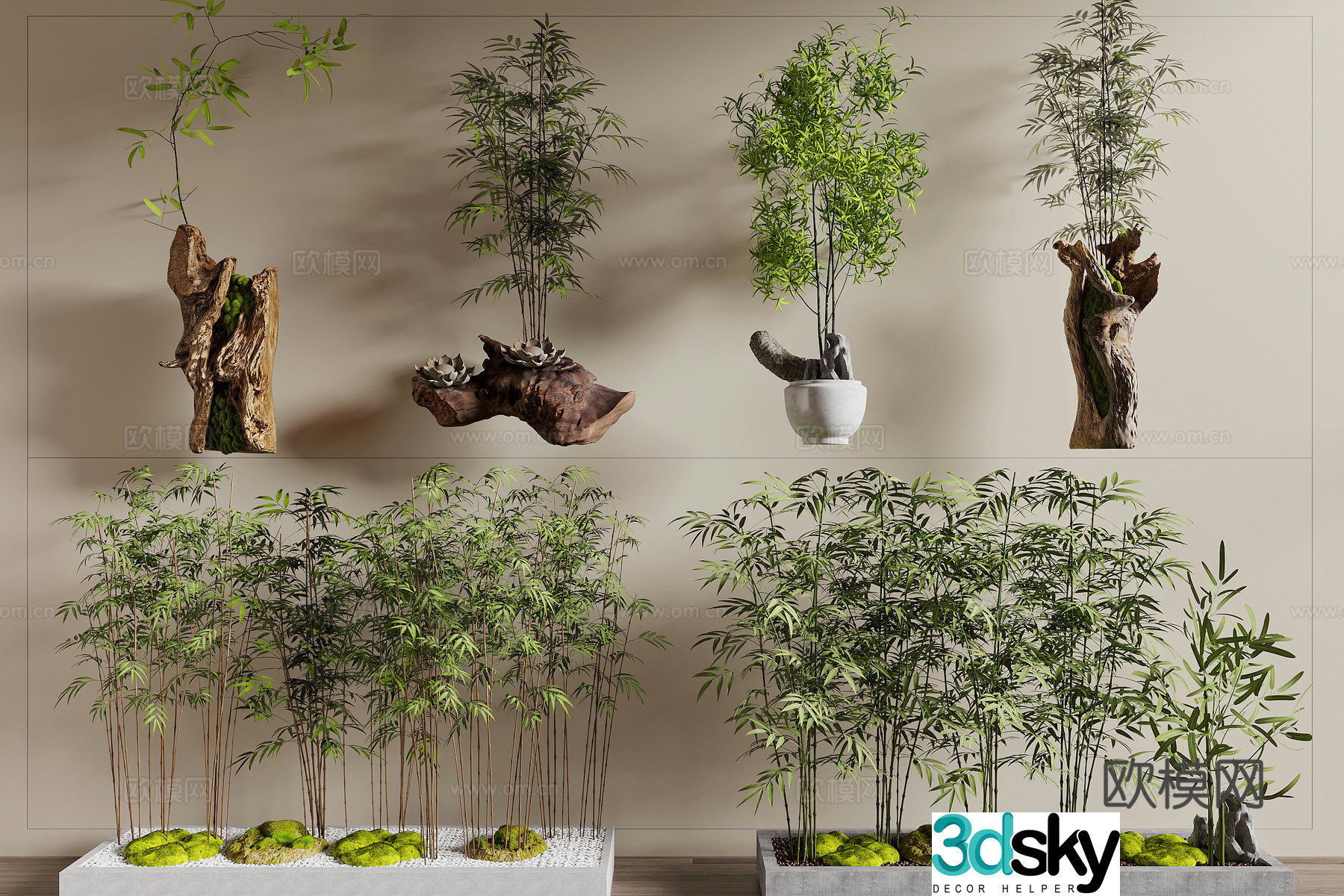 Modern bamboo 3d model