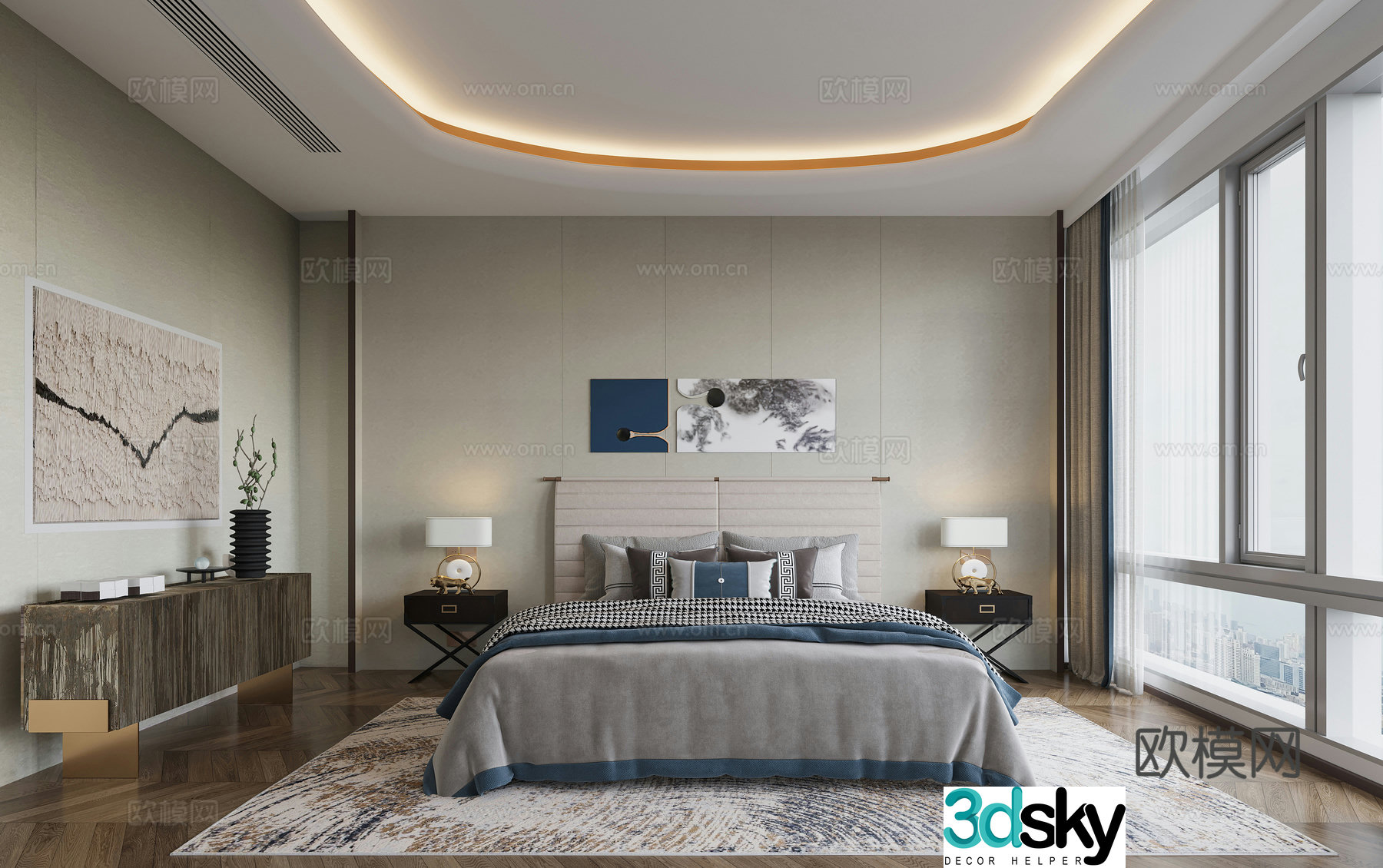 New Chinese bedroom 3D model