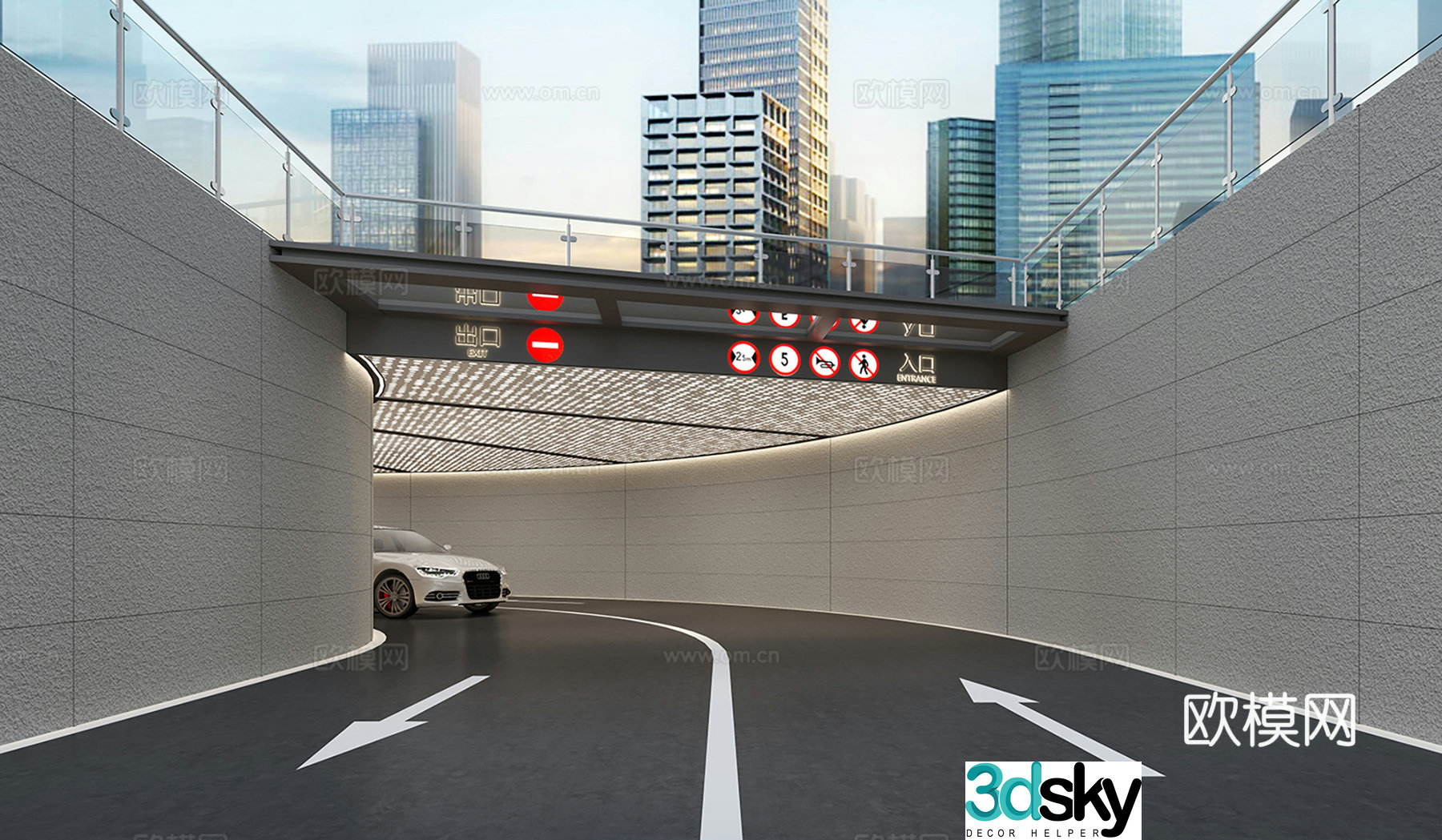 Parking lot entrance 3d model