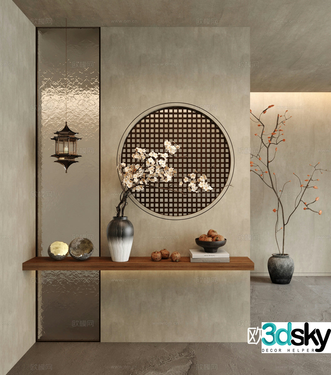 Wasabi Entrance Partition Glass Grid Partition 3D Model