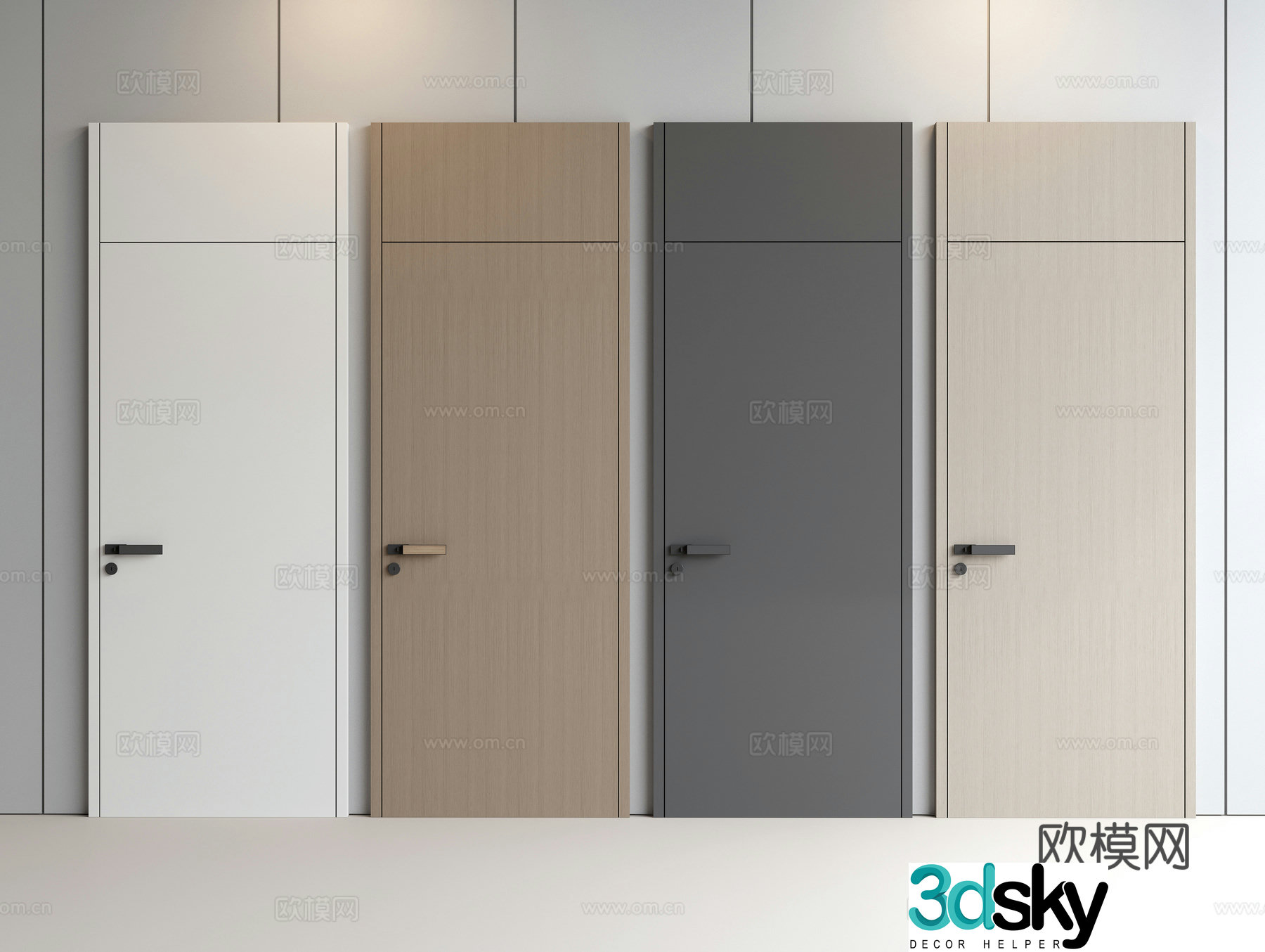 Modern wooden door Single-open door Swing door Bedroom door Entrance door Minimalist door 3D model