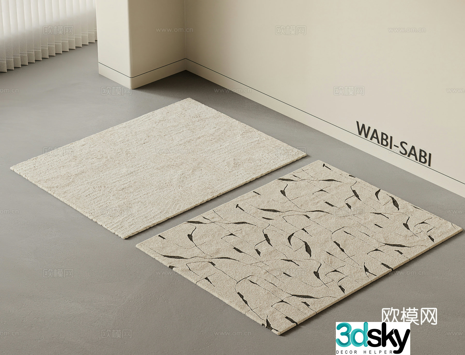 Modern cream style carpet combination black and white carpet plush carpet Wasabi carpet medieval carpet 3d model