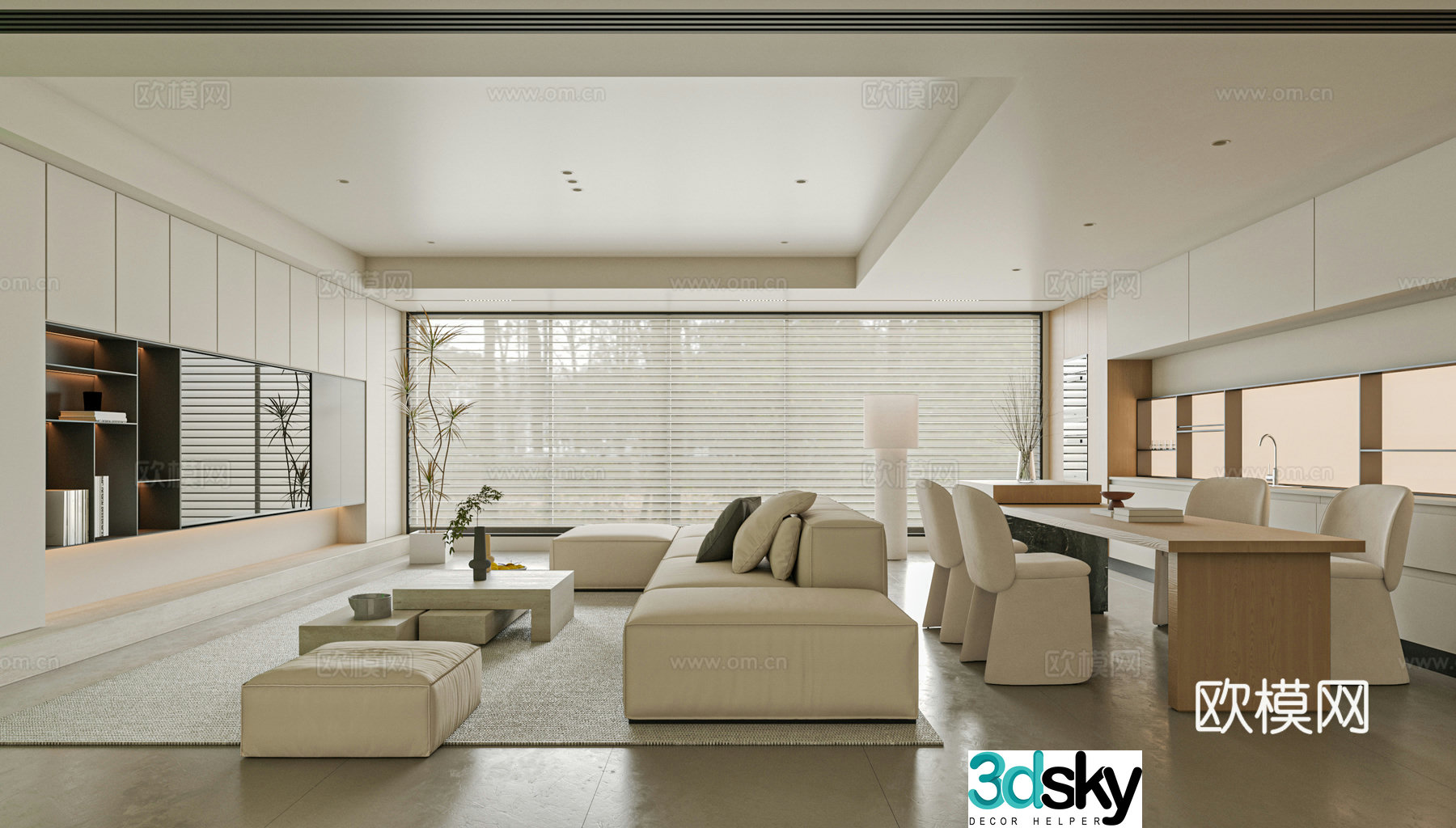 Modern living room sofa single chair coffee table 3d model