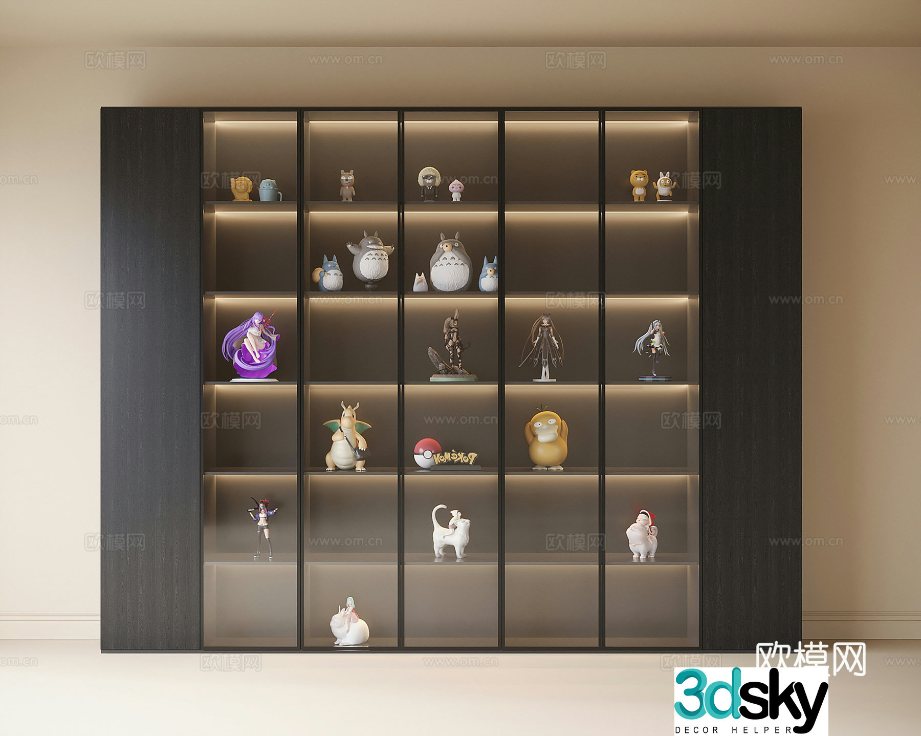 Modern figure cabinet decorative cabinet trendy toy ornaments 3D model