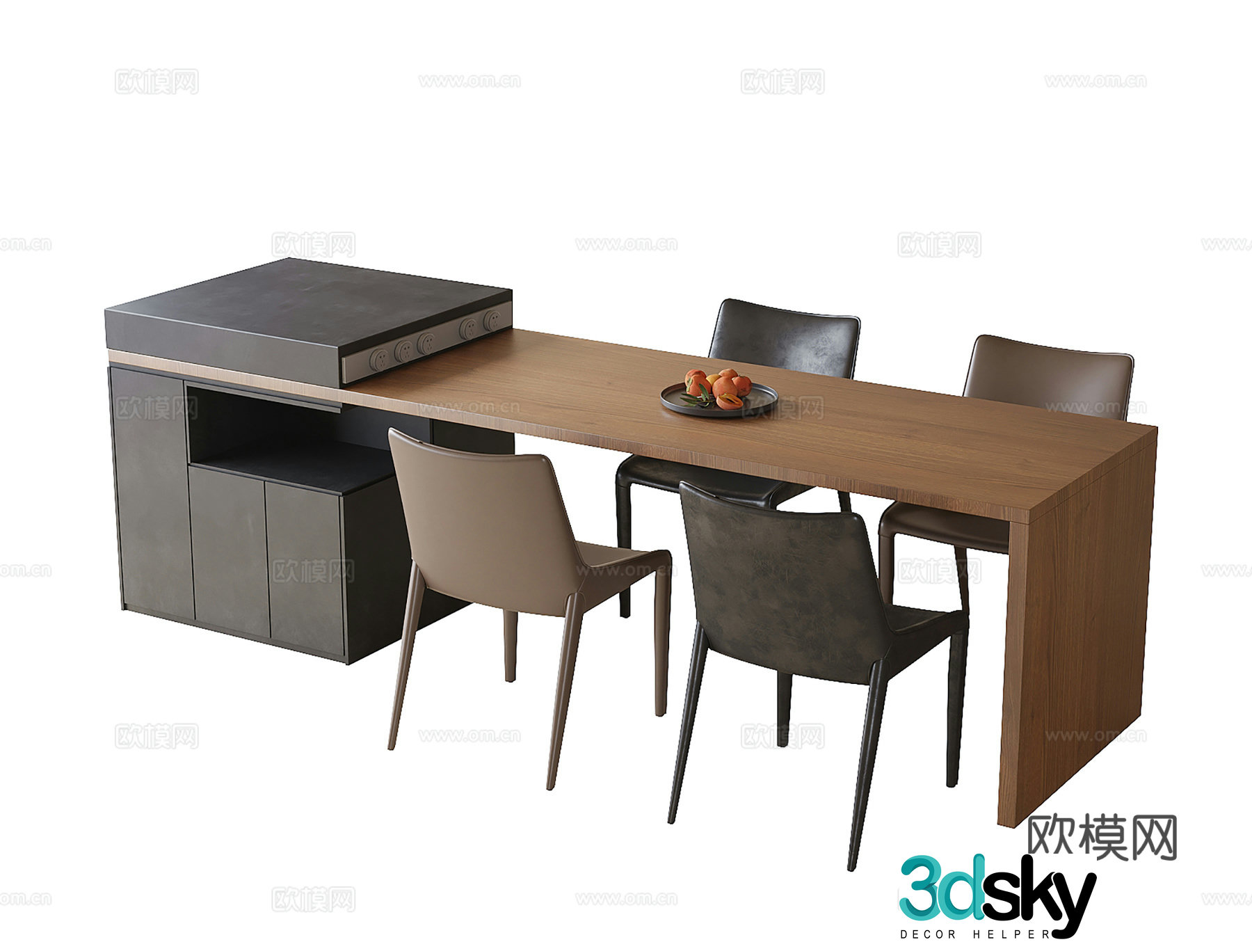 Modern island dining table and chair dining chair single chair 3d model