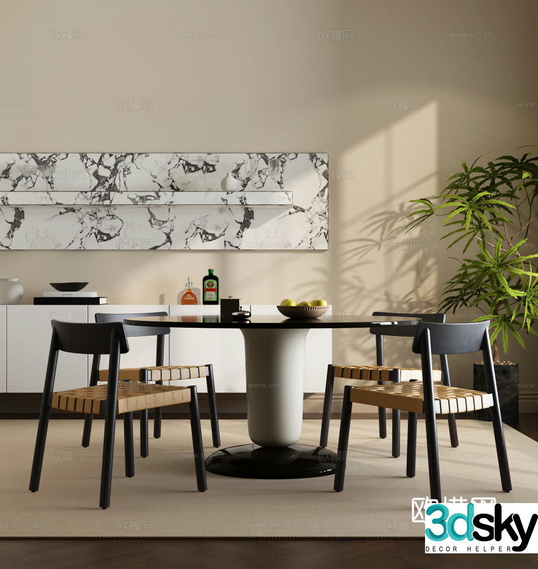 Modern French dining table and chair French dining table and chair Modern Italian dining table and chair combination 3D model