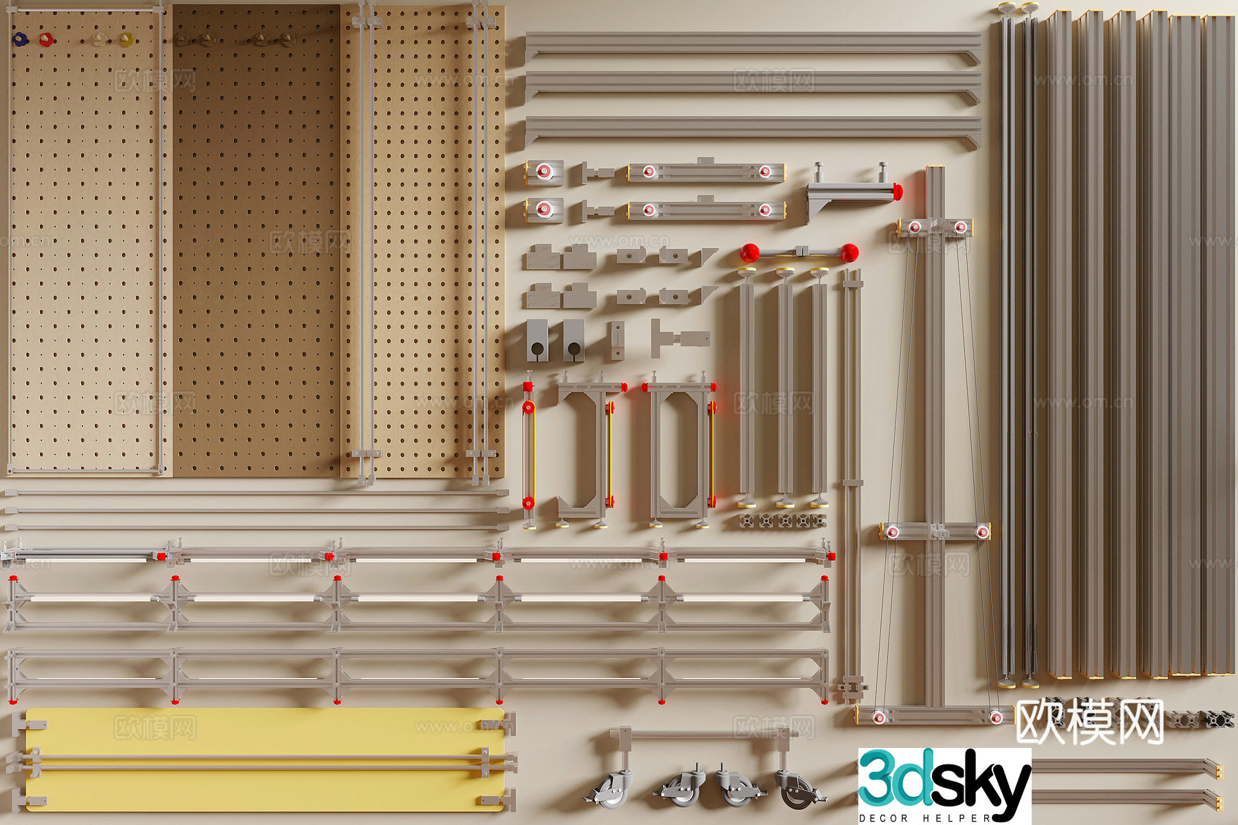 Modern aluminum profile 3d model