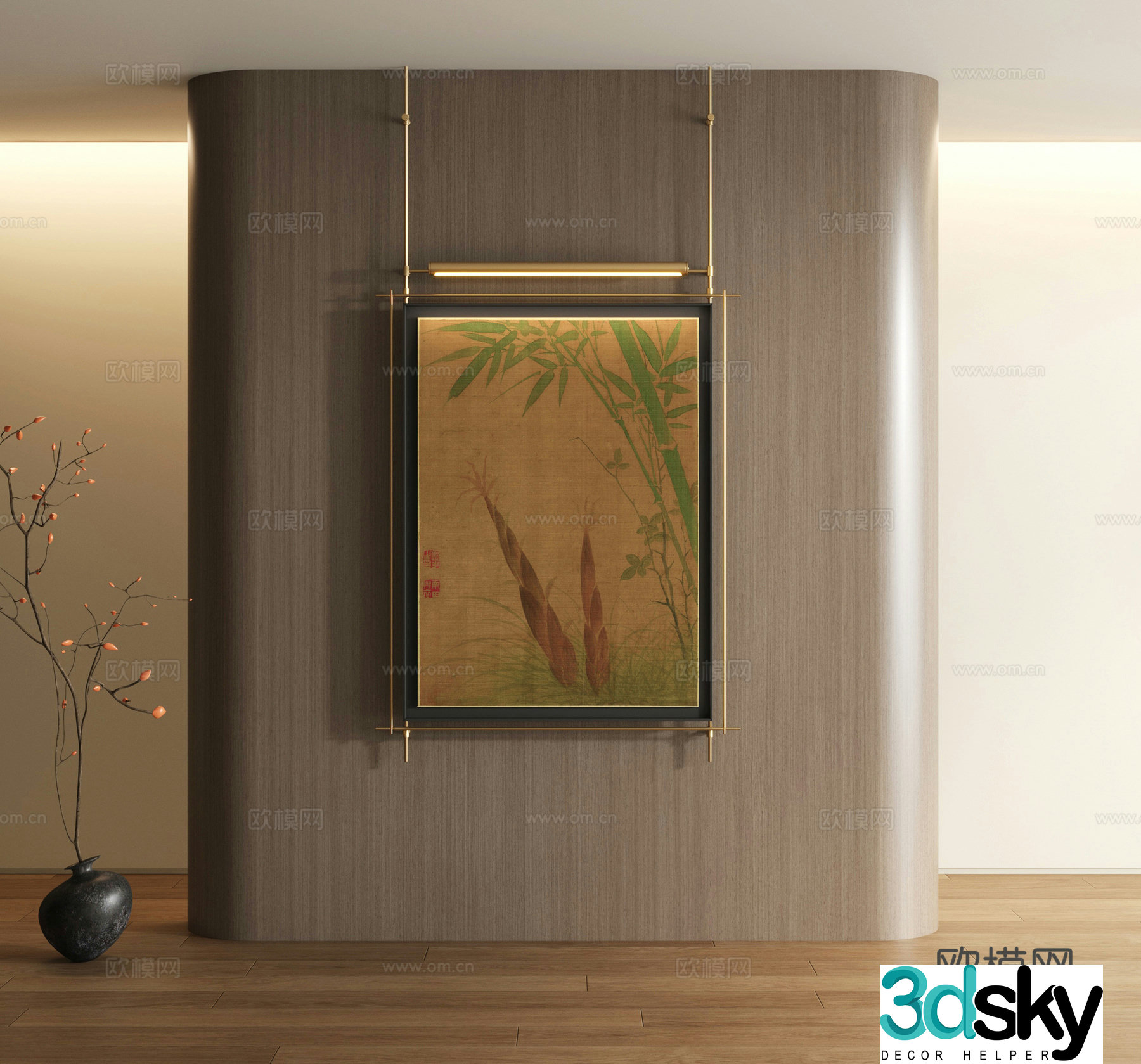 Song style decorative painting New Chinese style landscape painting 3D model
