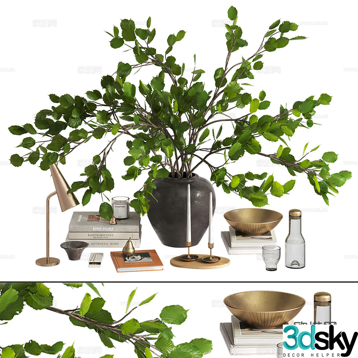 Branches bouquet decoration set 3d model