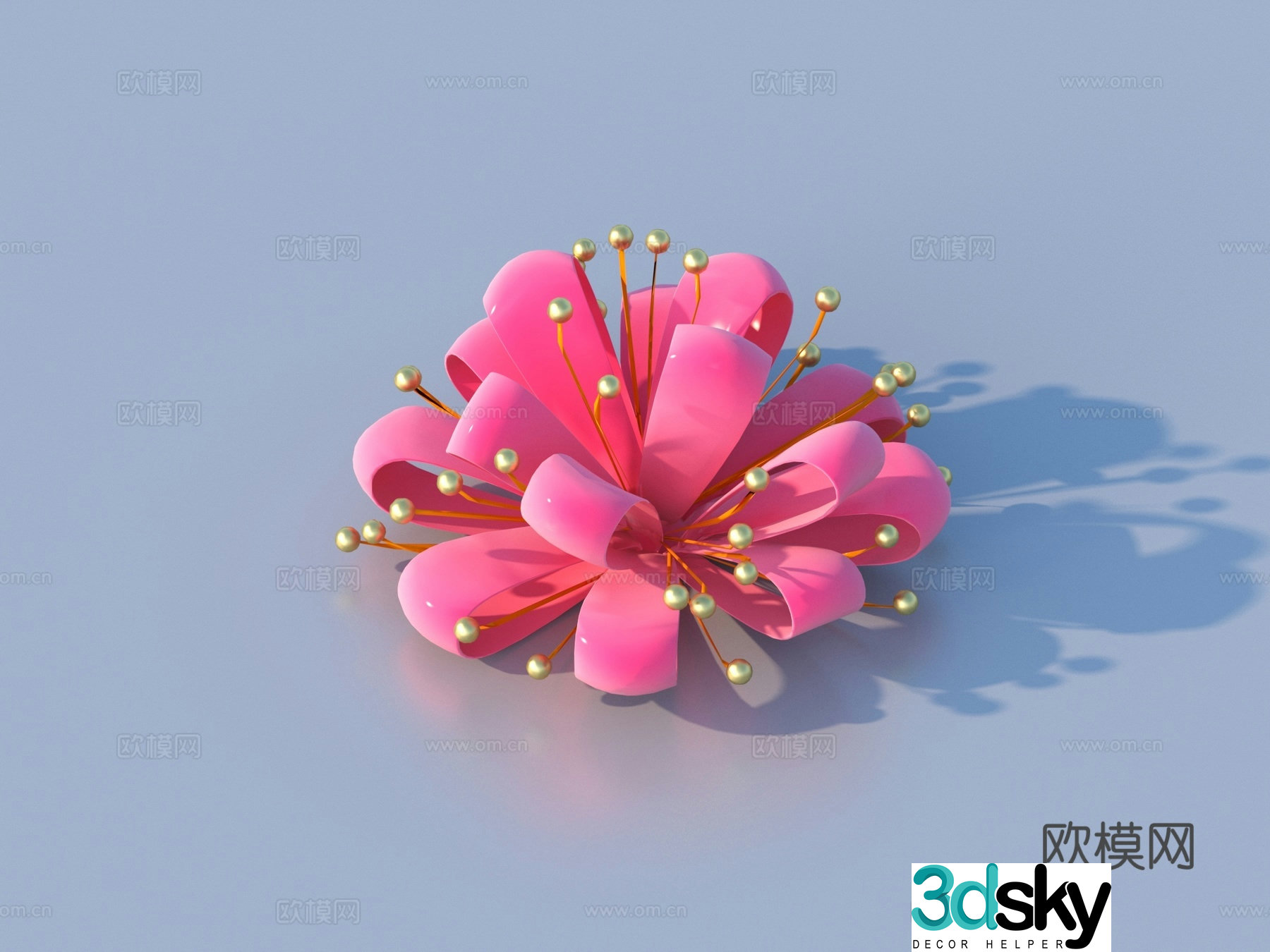Ribbon bow butterfly flower flower shape 3d model